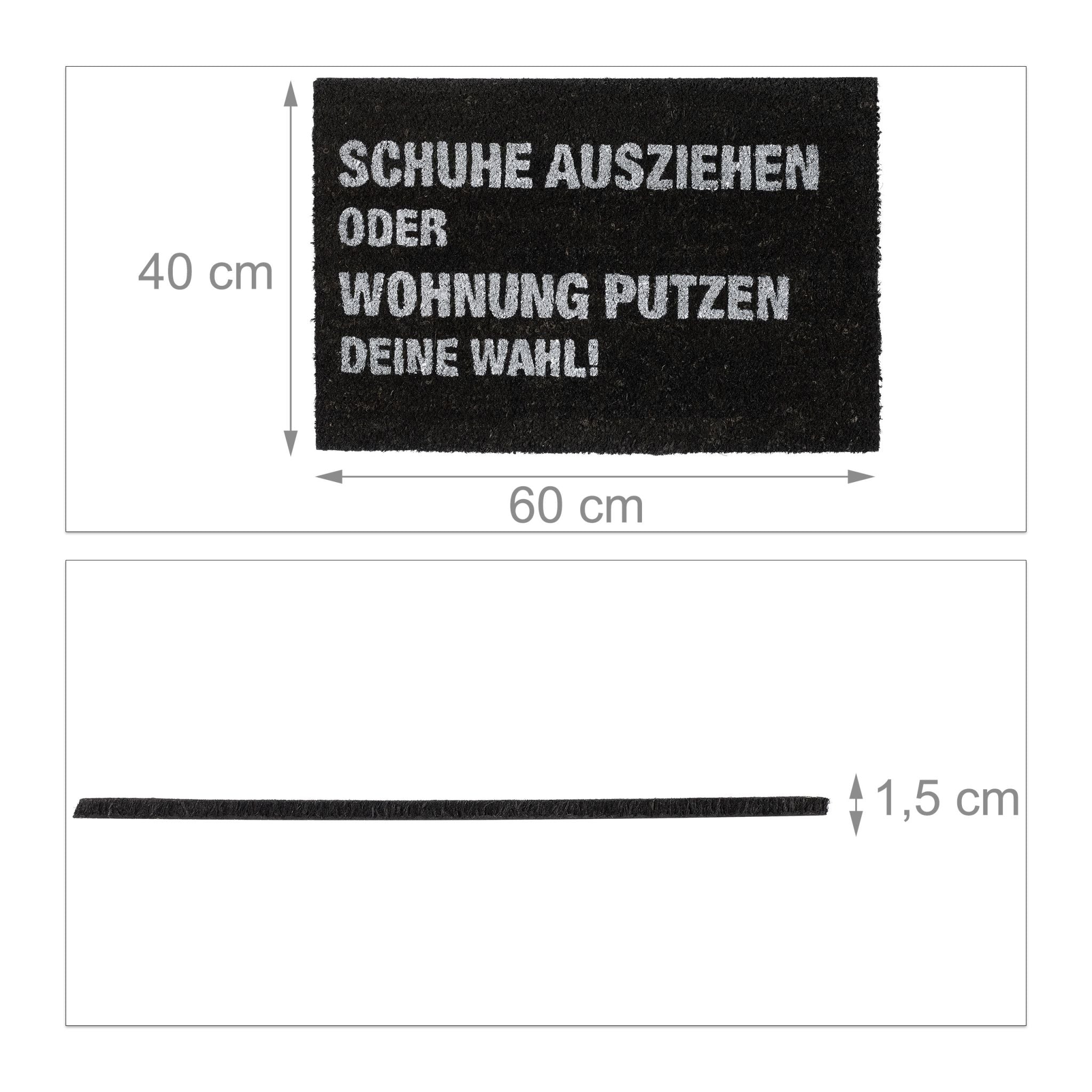 Fussmatte Kokos Wohnung putzen Weiss-Schwarz von Relaxdays