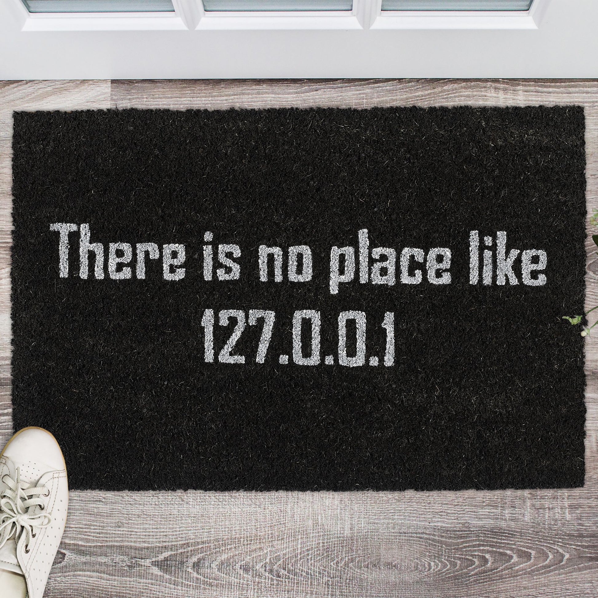 Fussmatte Kokos 127.0.0.1 Weiss-Schwarz von Relaxdays
