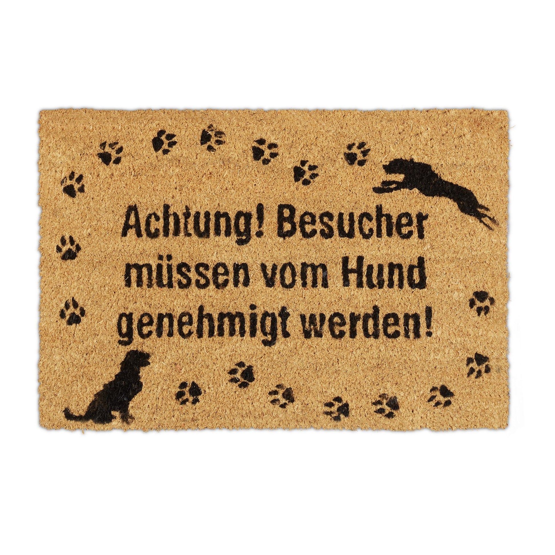 Fussmatte Kokos Hund Hellbraun-Schwarz von Relaxdays