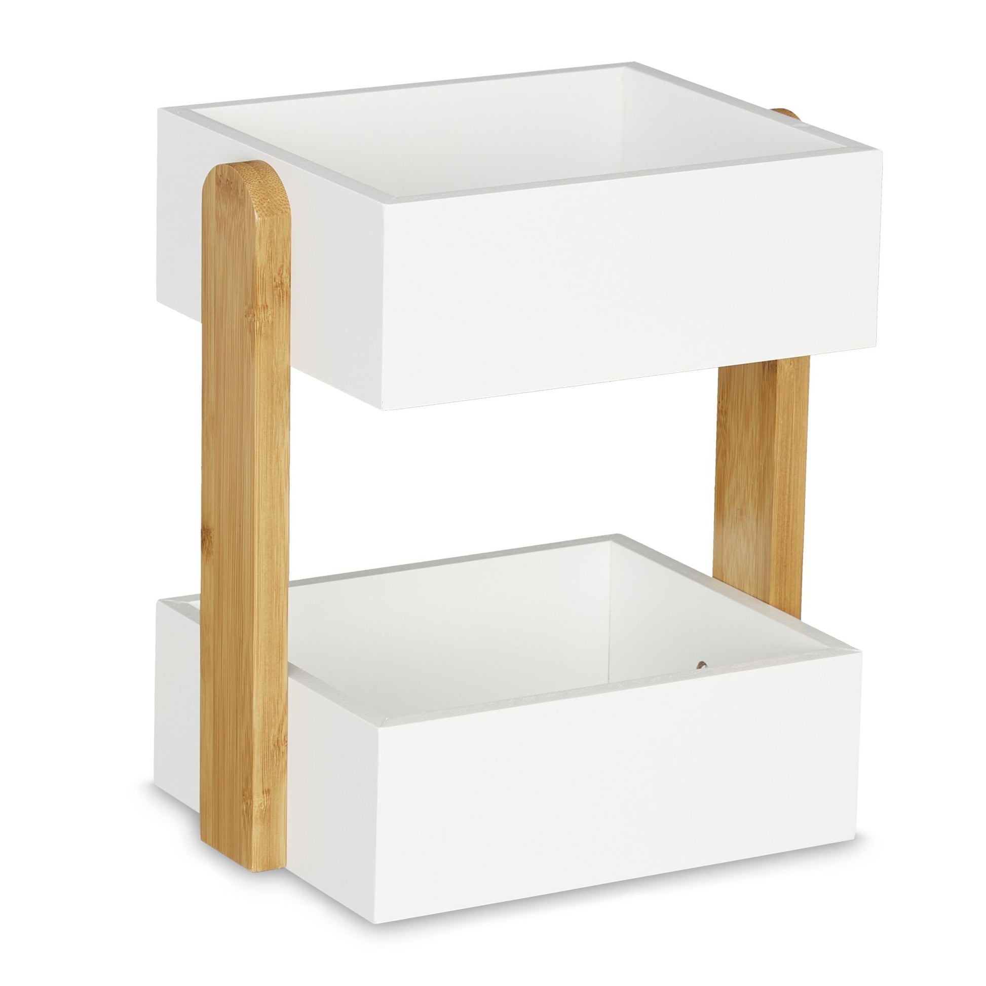 Schreibtisch Organizer 2 Fächer Weiss-Hellbraun von Relaxdays