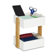 Schreibtisch Organizer 2 Fächer Weiss-Hellbraun von Relaxdays