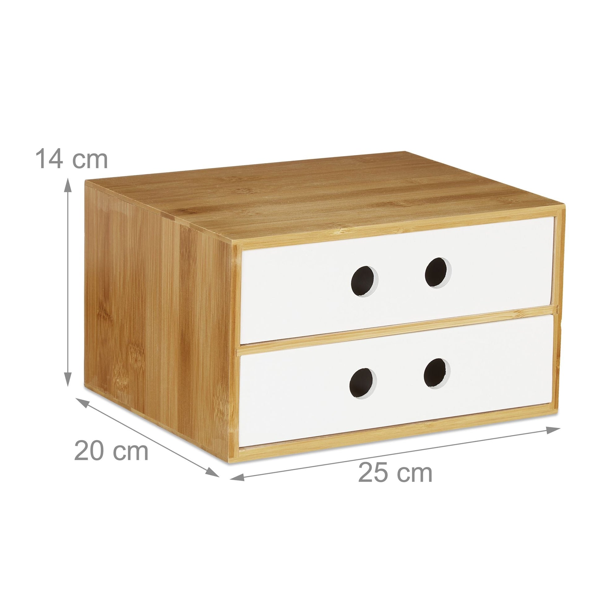 Schreibtisch Organizer 2 Schubladen Weiss-Hellbraun von Relaxdays