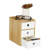 Schreibtisch Organizer 3 Schubladen Weiss-Hellbraun von Relaxdays