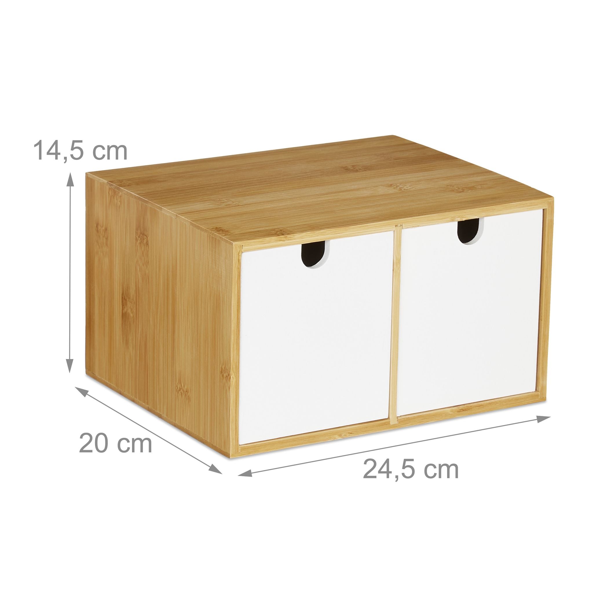 Schreibtisch Organizer 2 Schubladen Weiss-Hellbraun von Relaxdays
