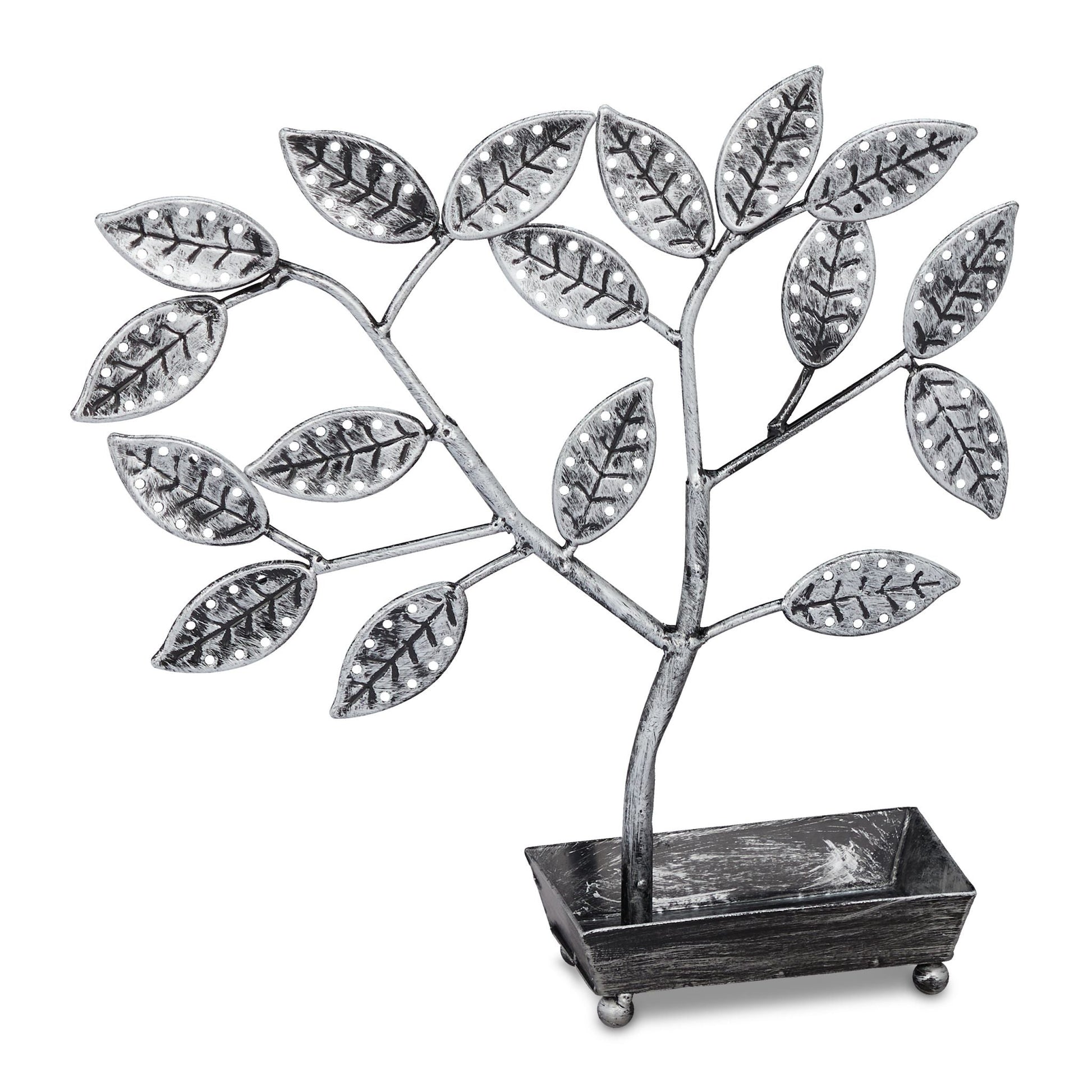 Schmuckbaum mit Schale Schwarz-Silber von Relaxdays