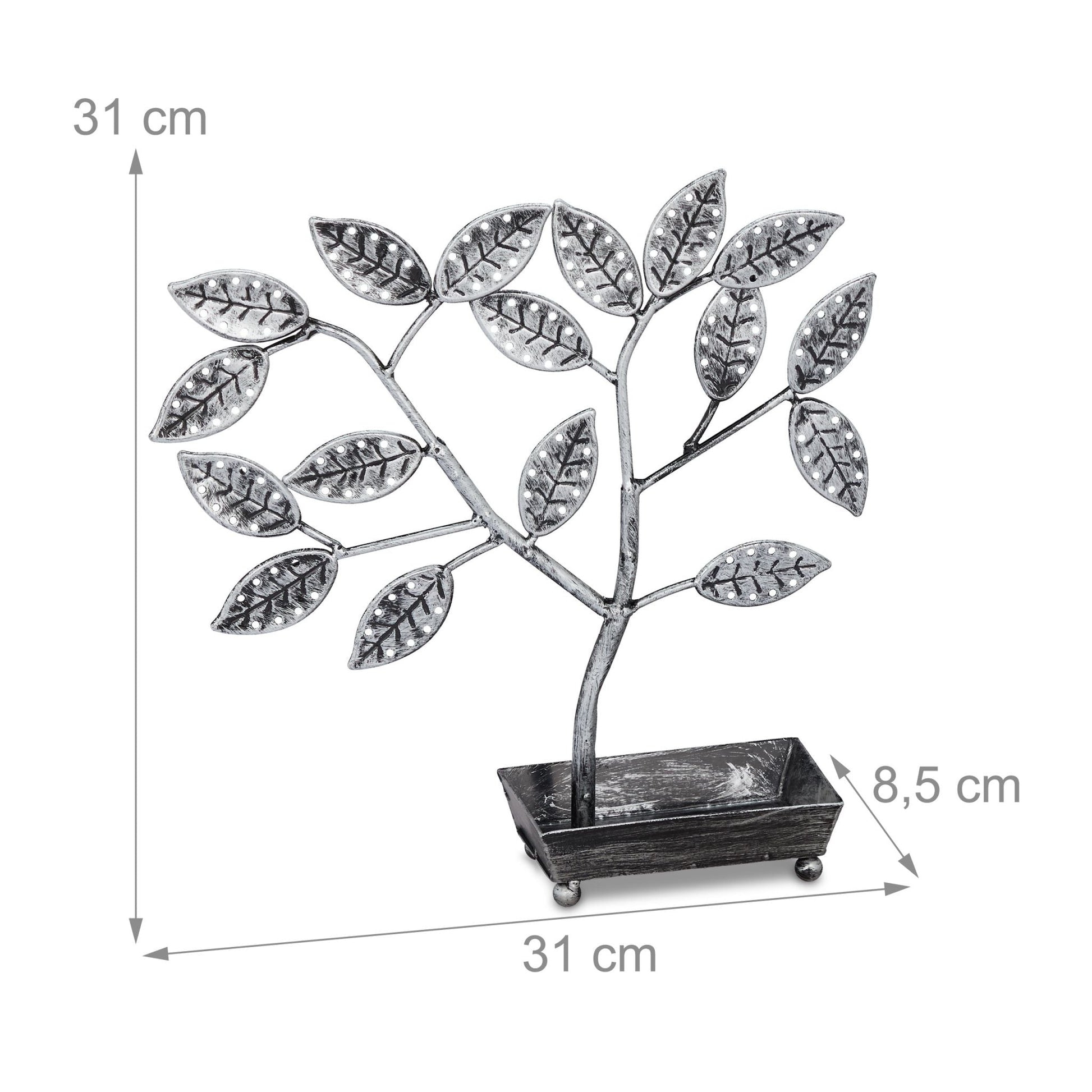 Schmuckbaum mit Schale Schwarz-Silber von Relaxdays