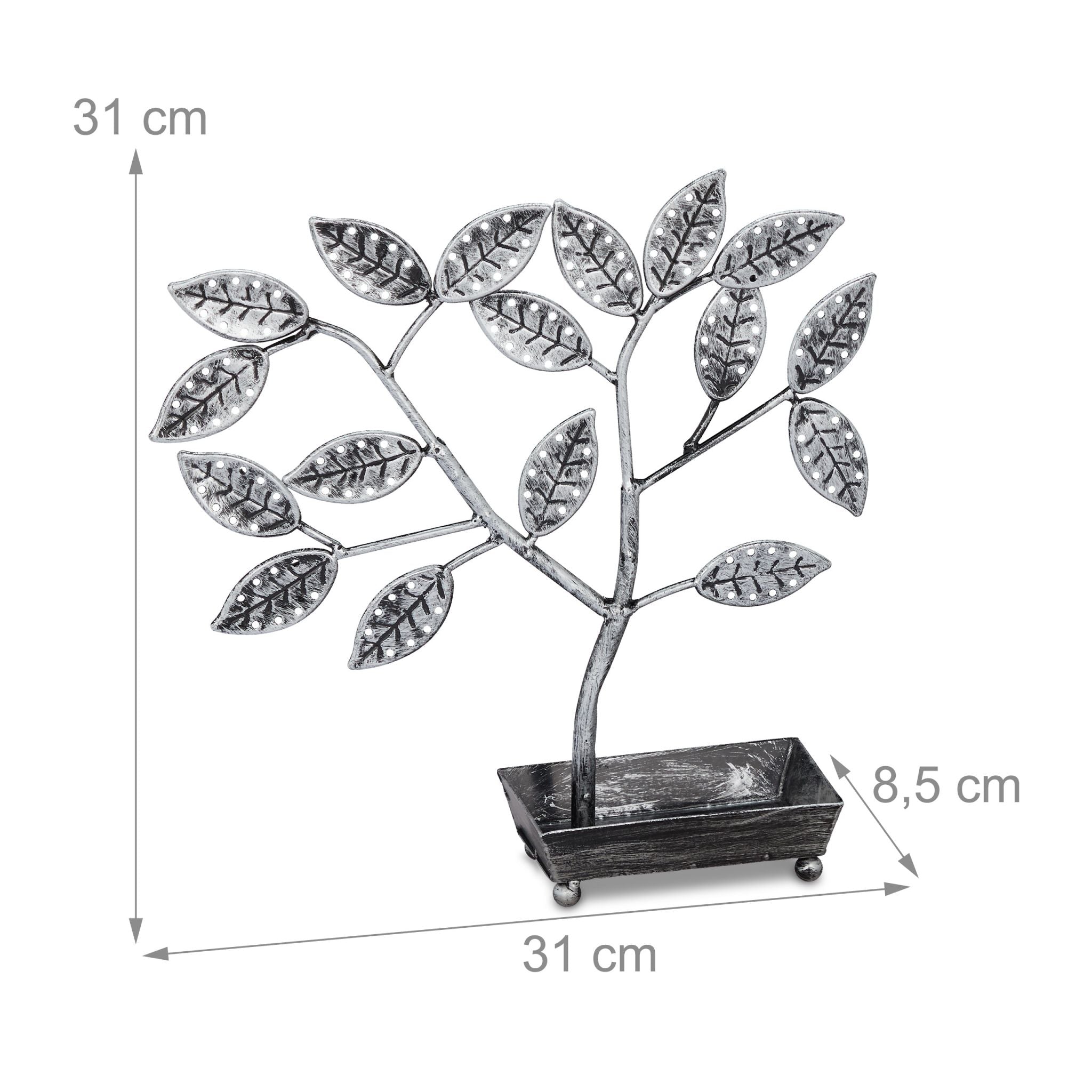Schmuckbaum mit Schale Schwarz-Silber von Relaxdays