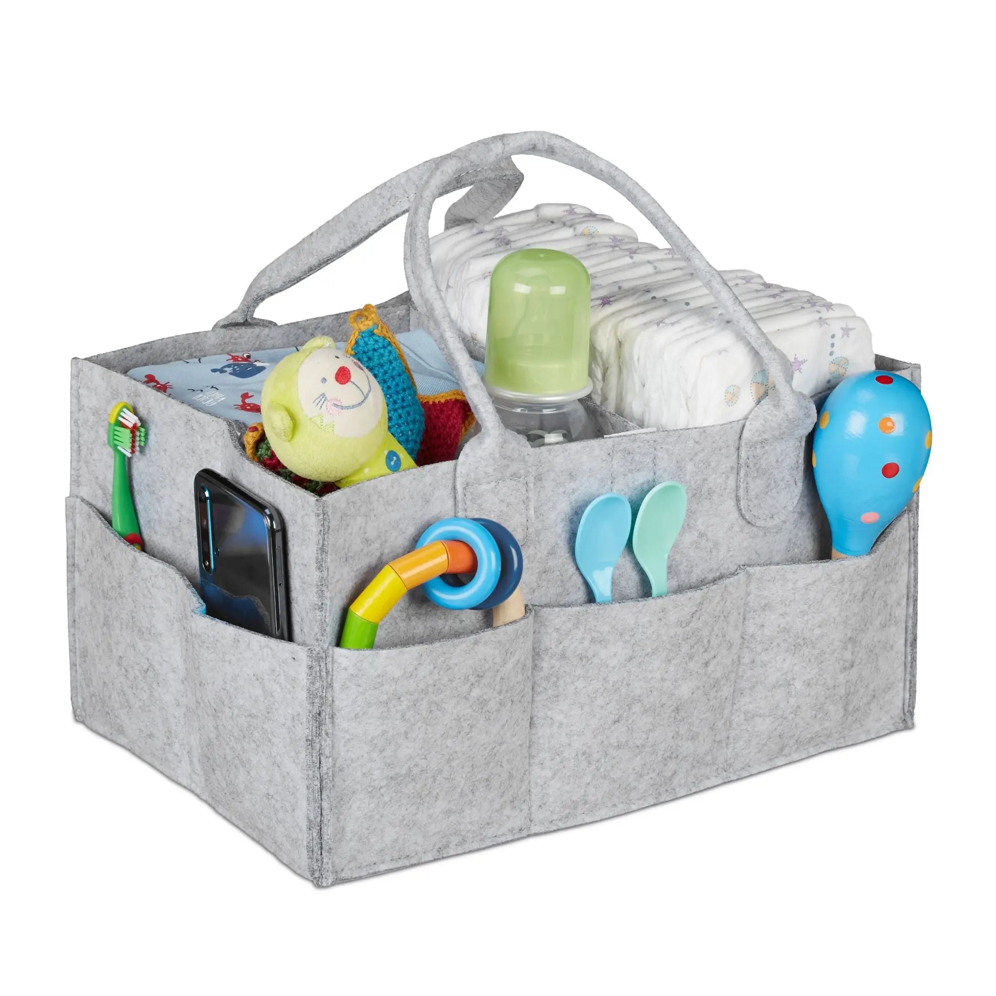 Baby Windel Caddy Filz Grau von Relaxdays