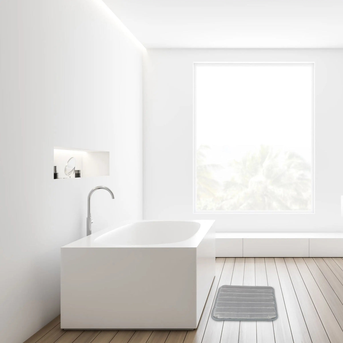 Memoryschaum Badematte in Grau Grau von Relaxdays