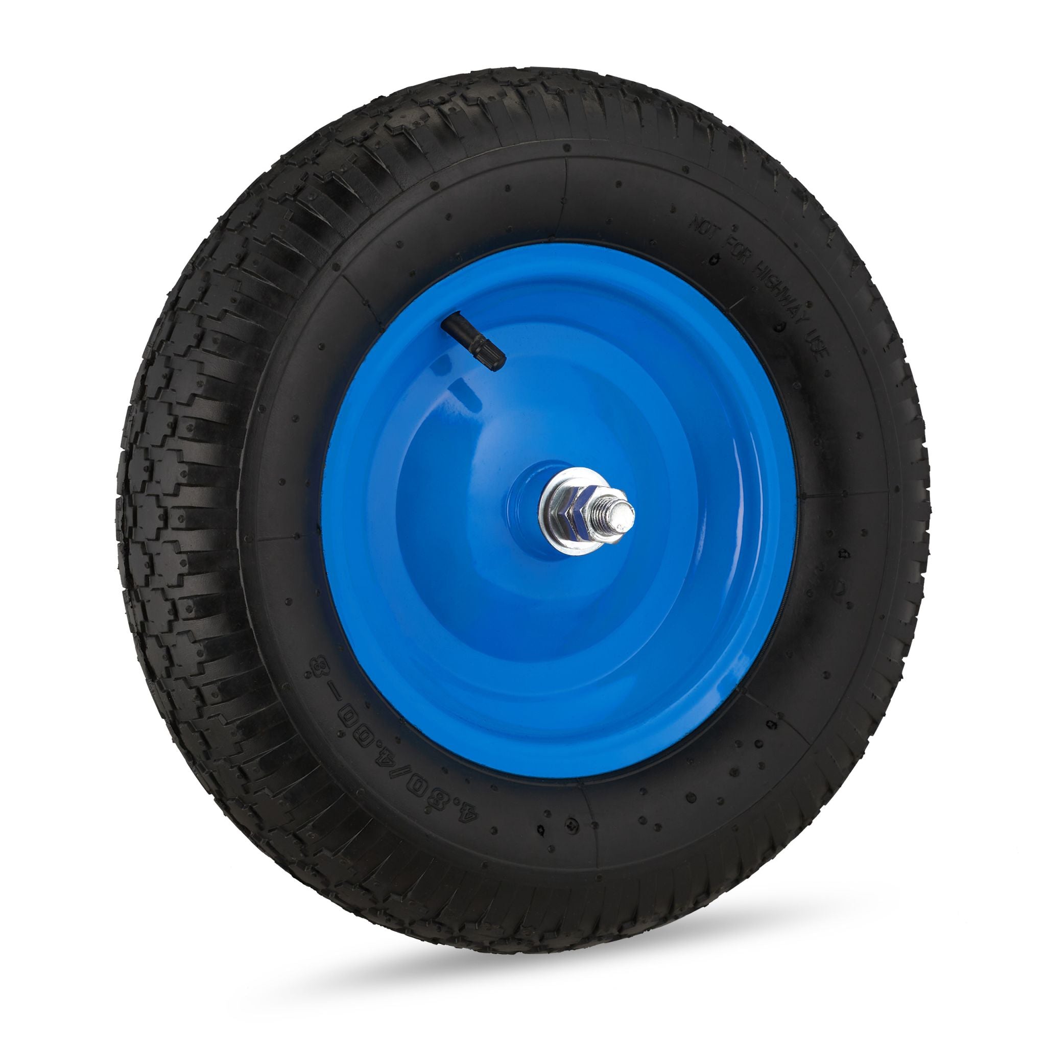 Schubkarrenrad 4.80 4.00-8 mit Achse Blau-Schwarz von Relaxdays
