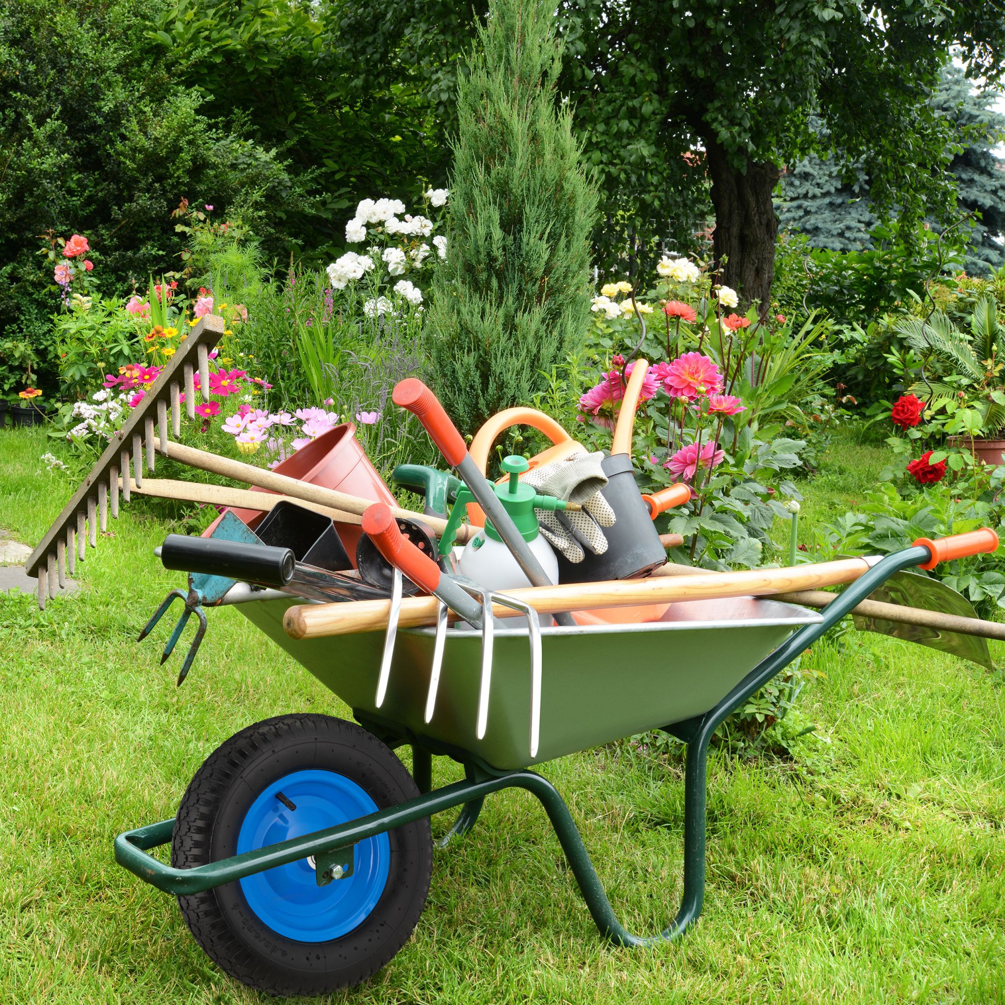 Schubkarrenrad 4.80 4.00-8 mit Achse Blau-Schwarz von Relaxdays