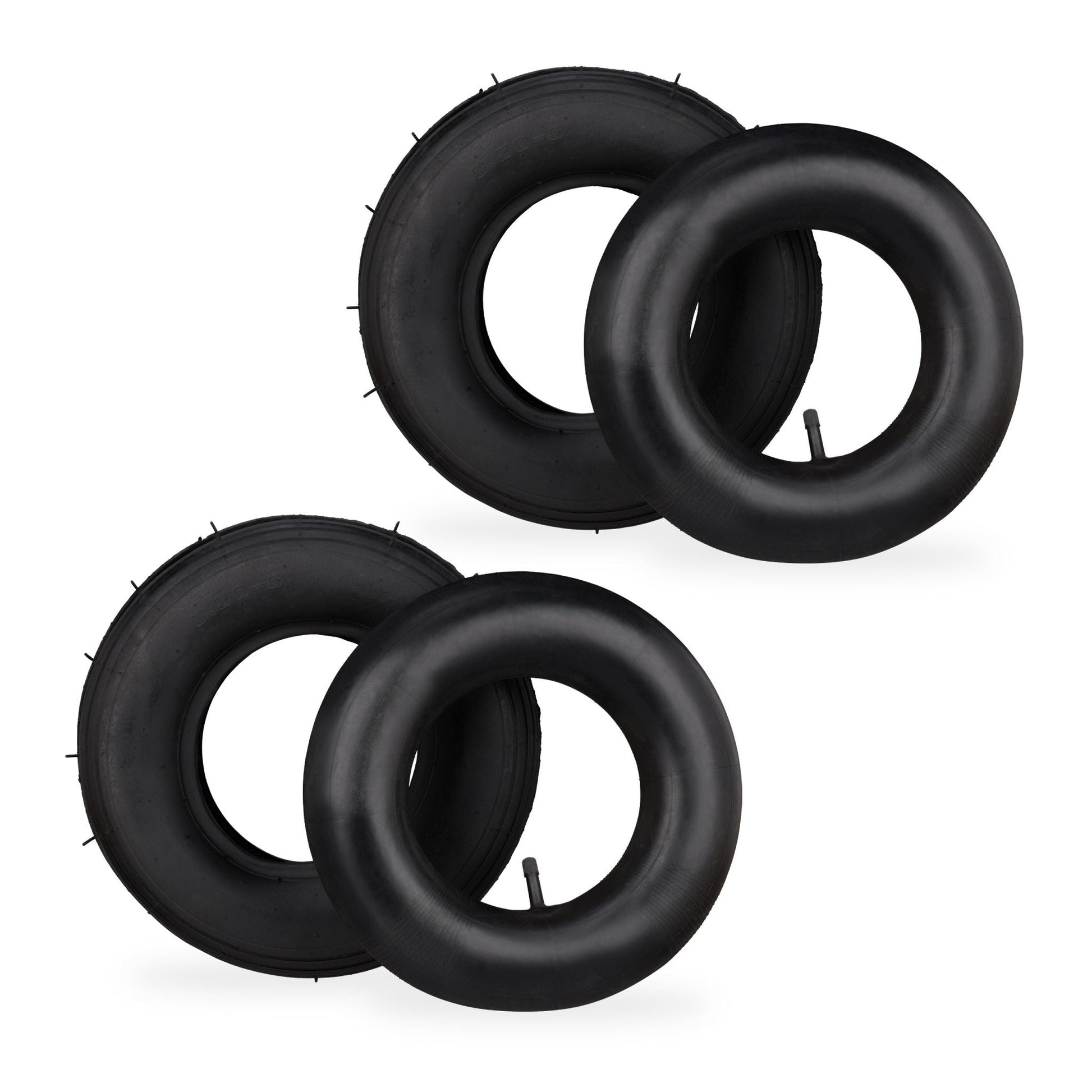 Schubkarrenrad 2er-Set mit Schlauch Schwarz von Relaxdays