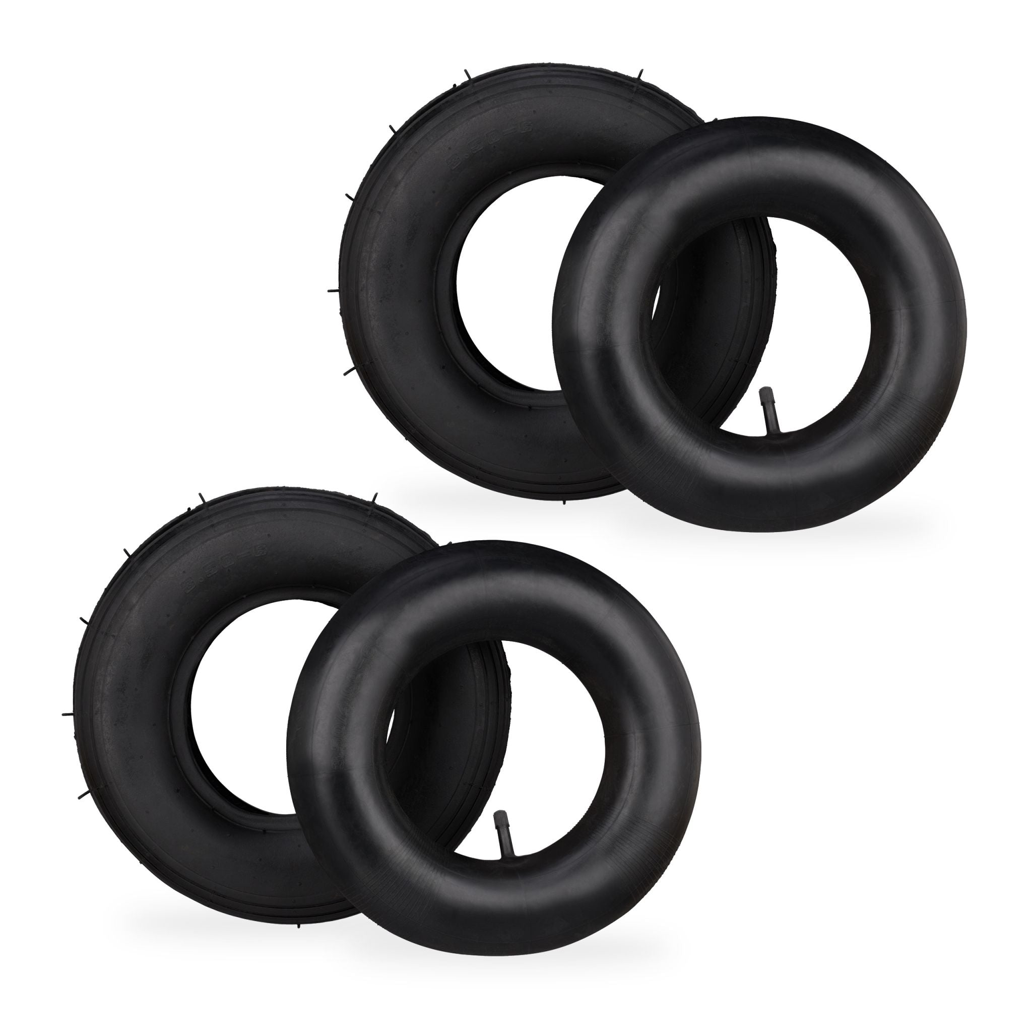 Schubkarrenrad 2er-Set mit Schlauch Schwarz von Relaxdays