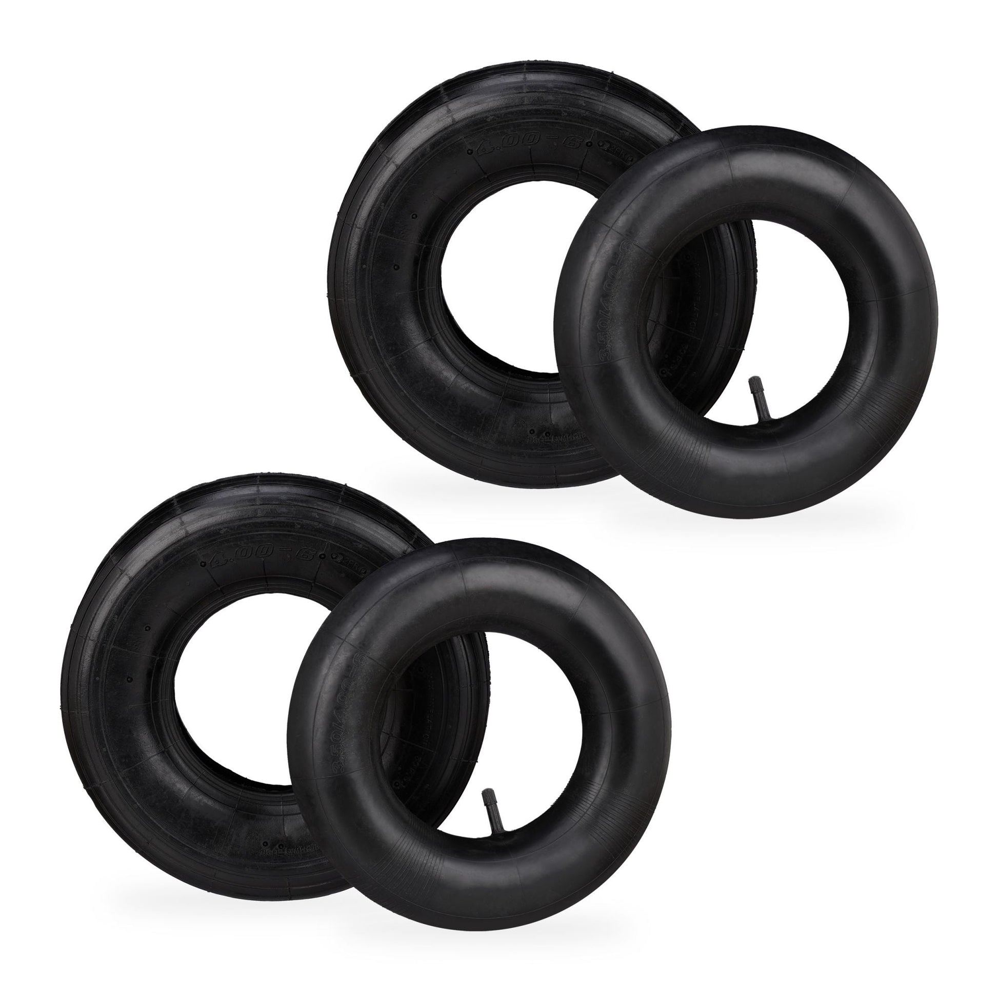 Schubkarrenrad Set mit Schlauch 4.00-6 Schwarz von Relaxdays