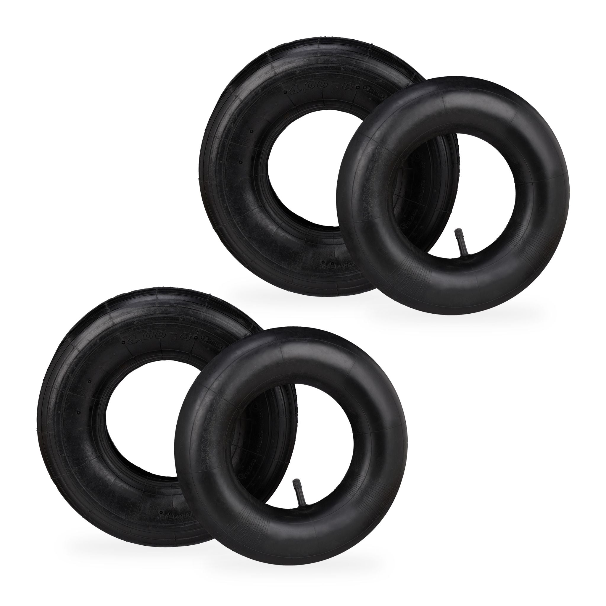Schubkarrenrad Set mit Schlauch 4.00-6 Schwarz von Relaxdays