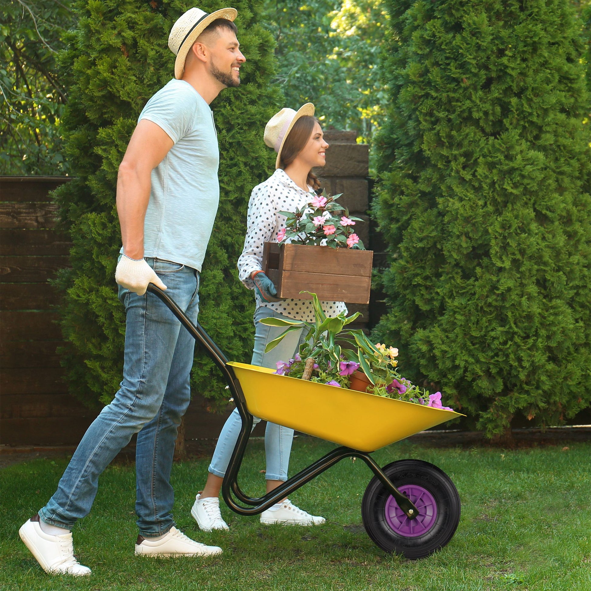 Schubkarrenrad Set mit Schlauch 4.00-6 Schwarz von Relaxdays