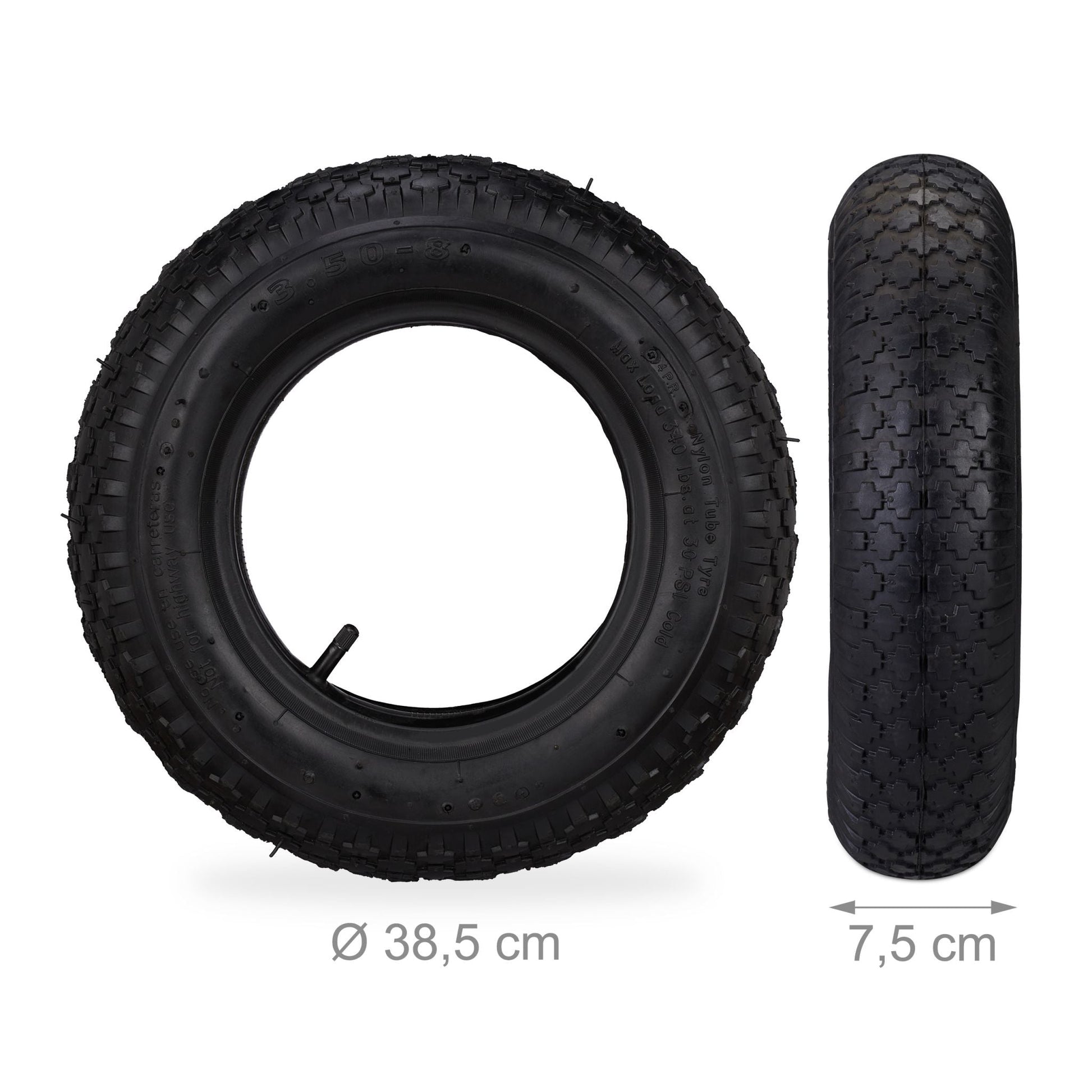 Schubkarrenrad mit Schlauch 2er-Set Schwarz von Relaxdays