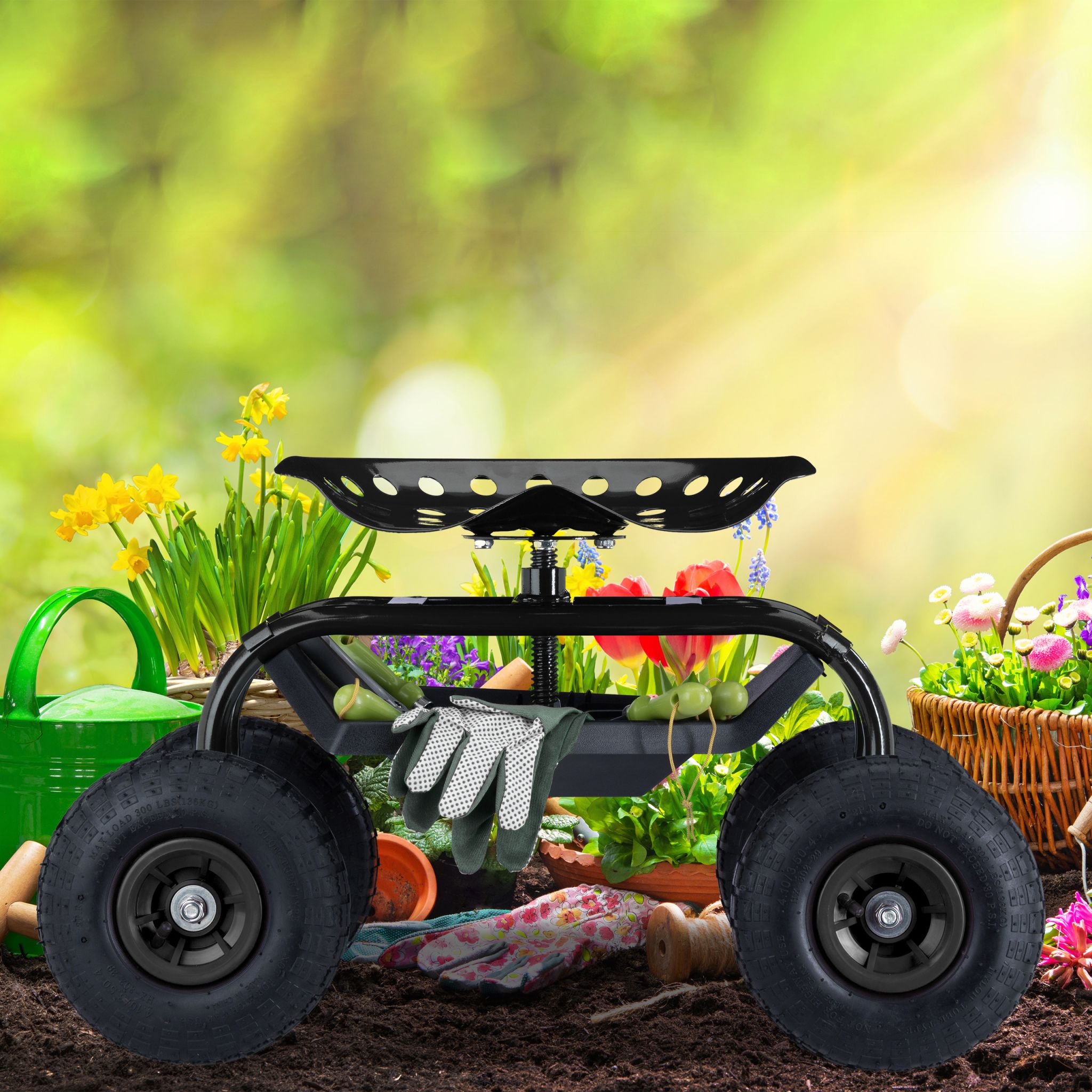 Rollsitz für den Garten Schwarz von Relaxdays