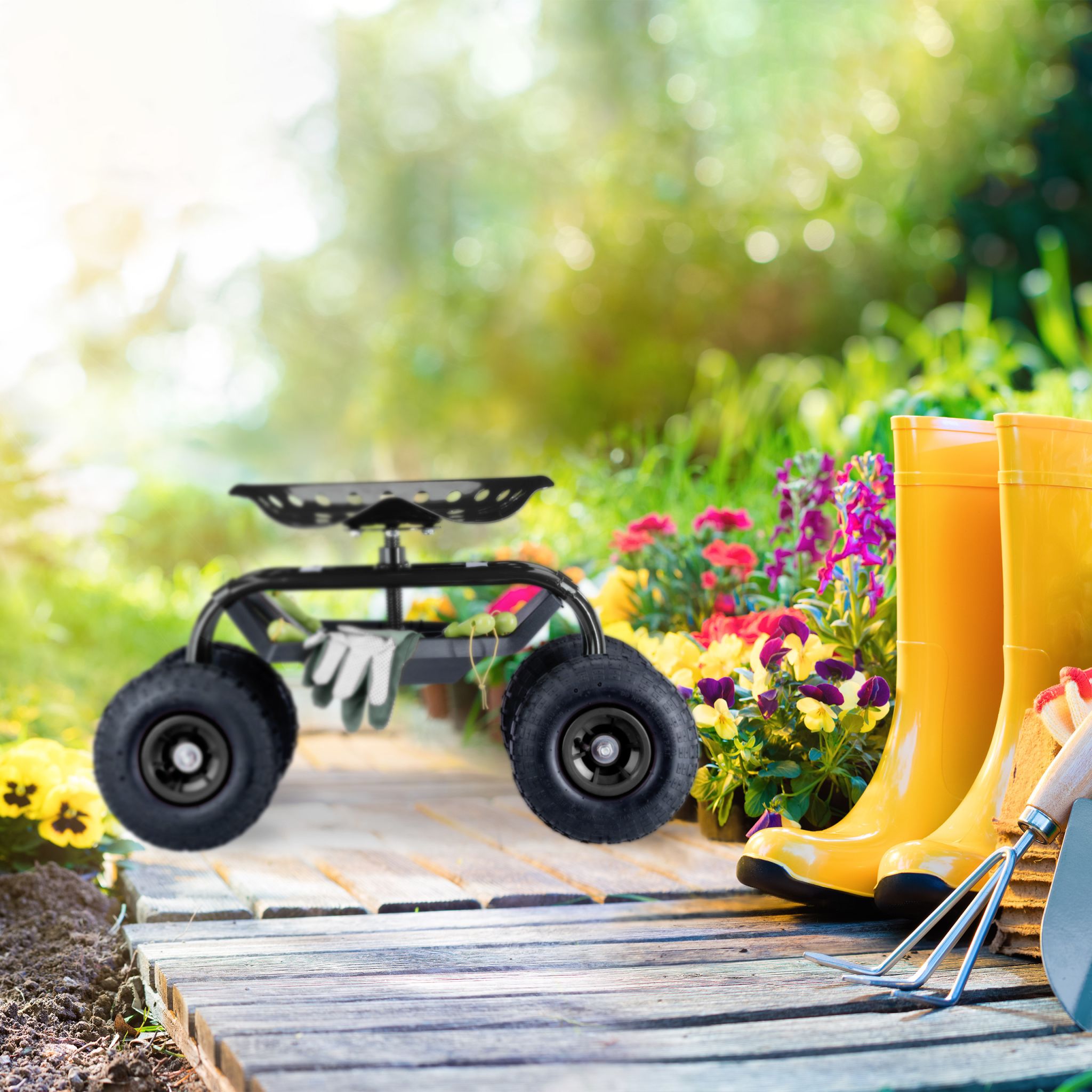 Rollsitz für den Garten Schwarz von Relaxdays