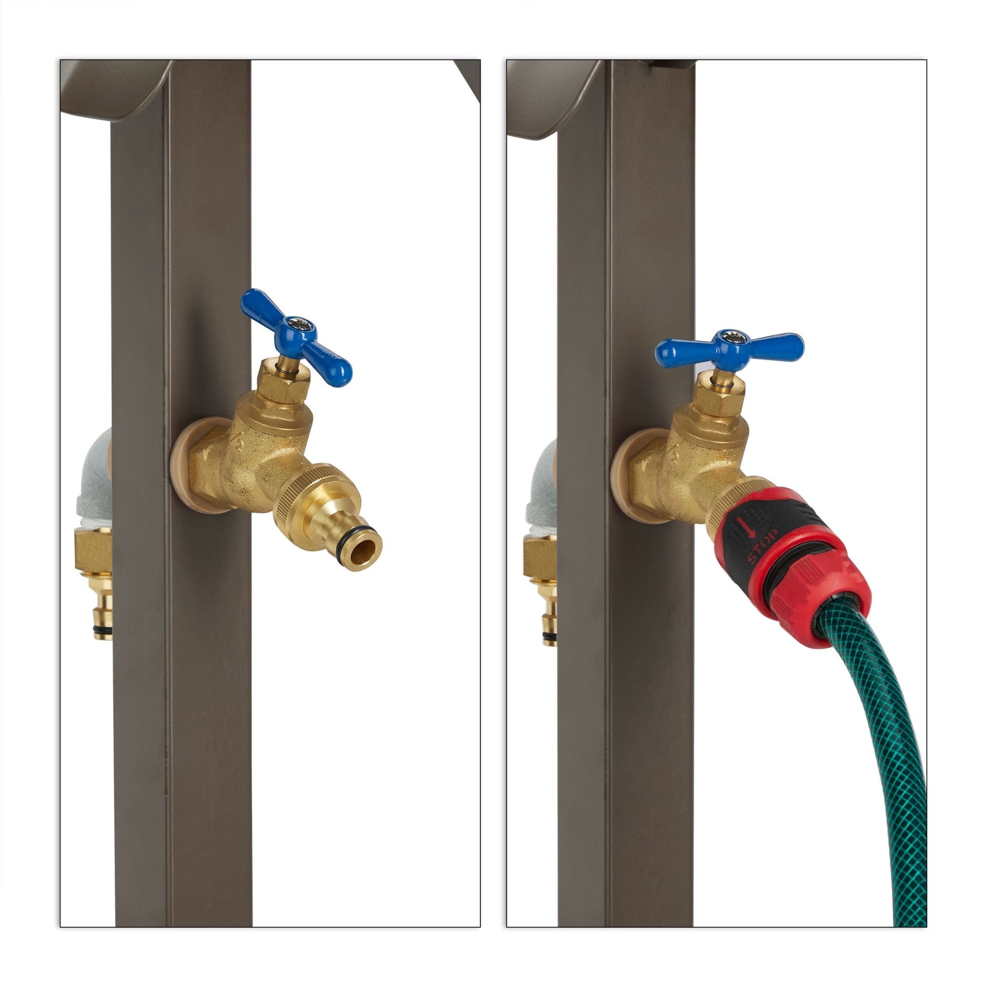 Wasserzapfstelle mit Schlauchhalter Braun-Gold von Relaxdays