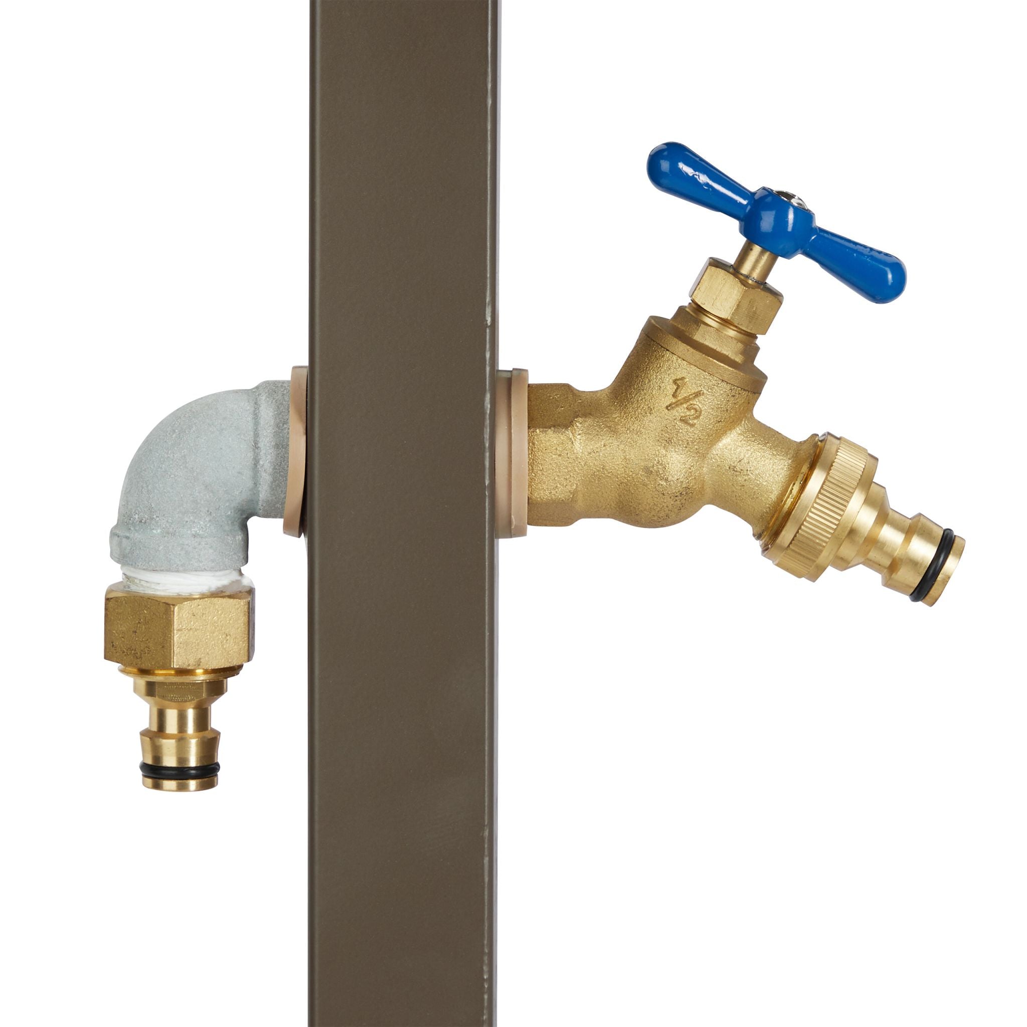 Wasserzapfstelle mit Schlauchhalter Braun-Gold von Relaxdays