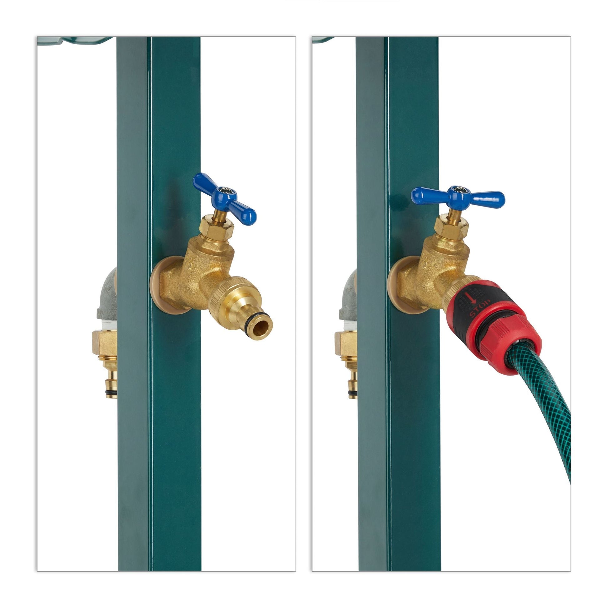Wasserzapfstelle mit Schlauchhalter Gold-Grün von Relaxdays