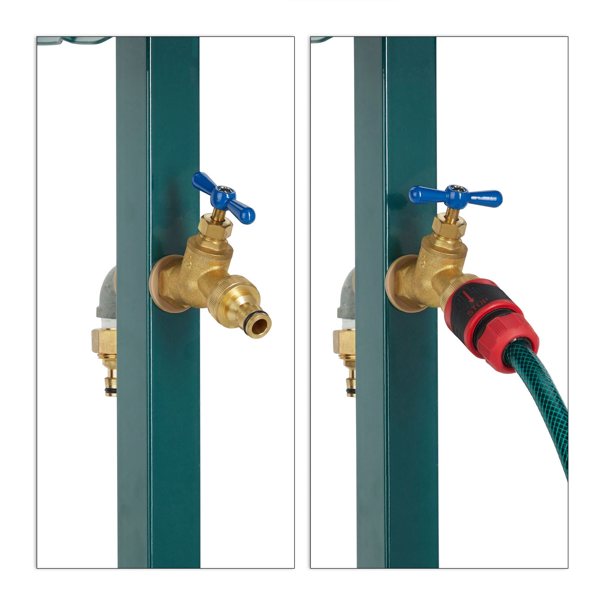 Wasserzapfstelle mit Schlauchhalter Gold-Grün von Relaxdays