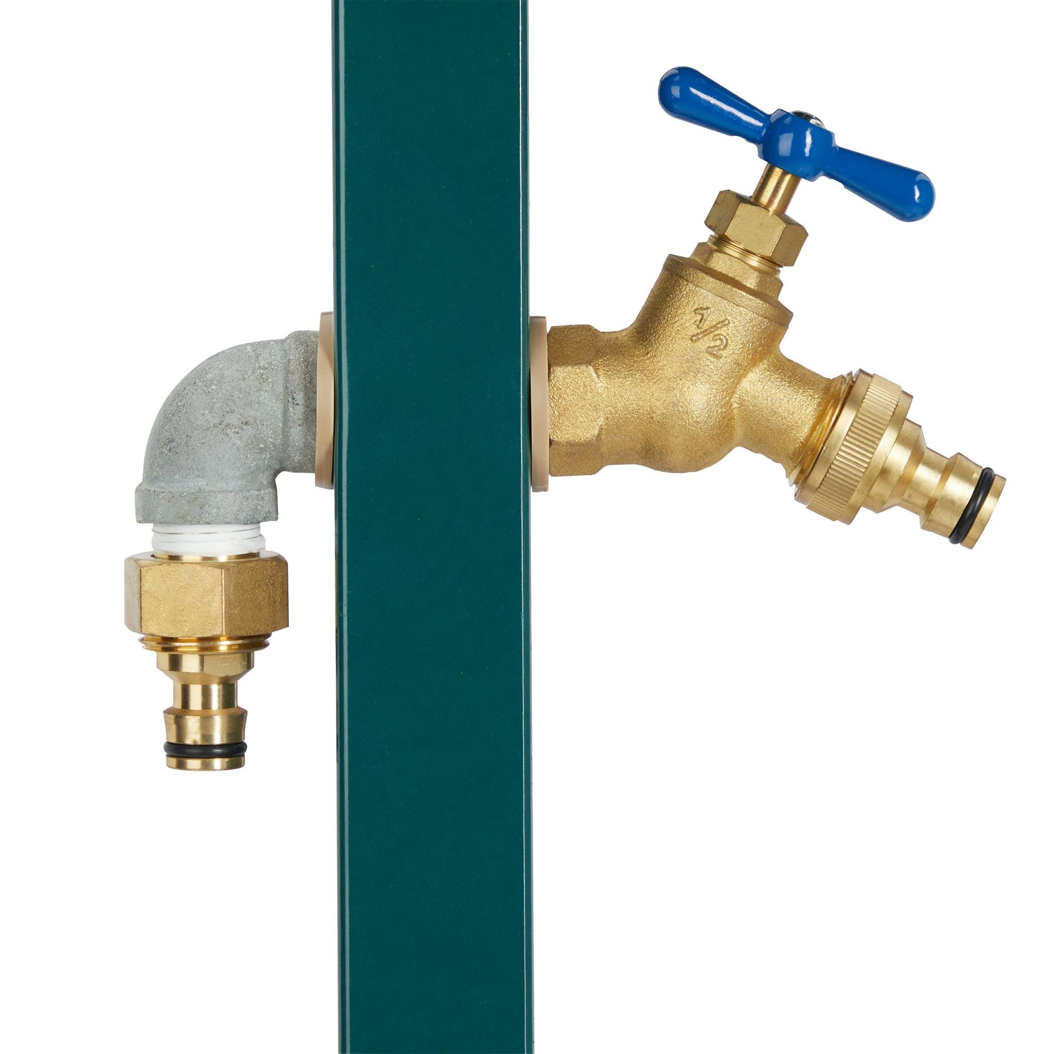 Wasserzapfstelle mit Schlauchhalter Gold-Grün von Relaxdays