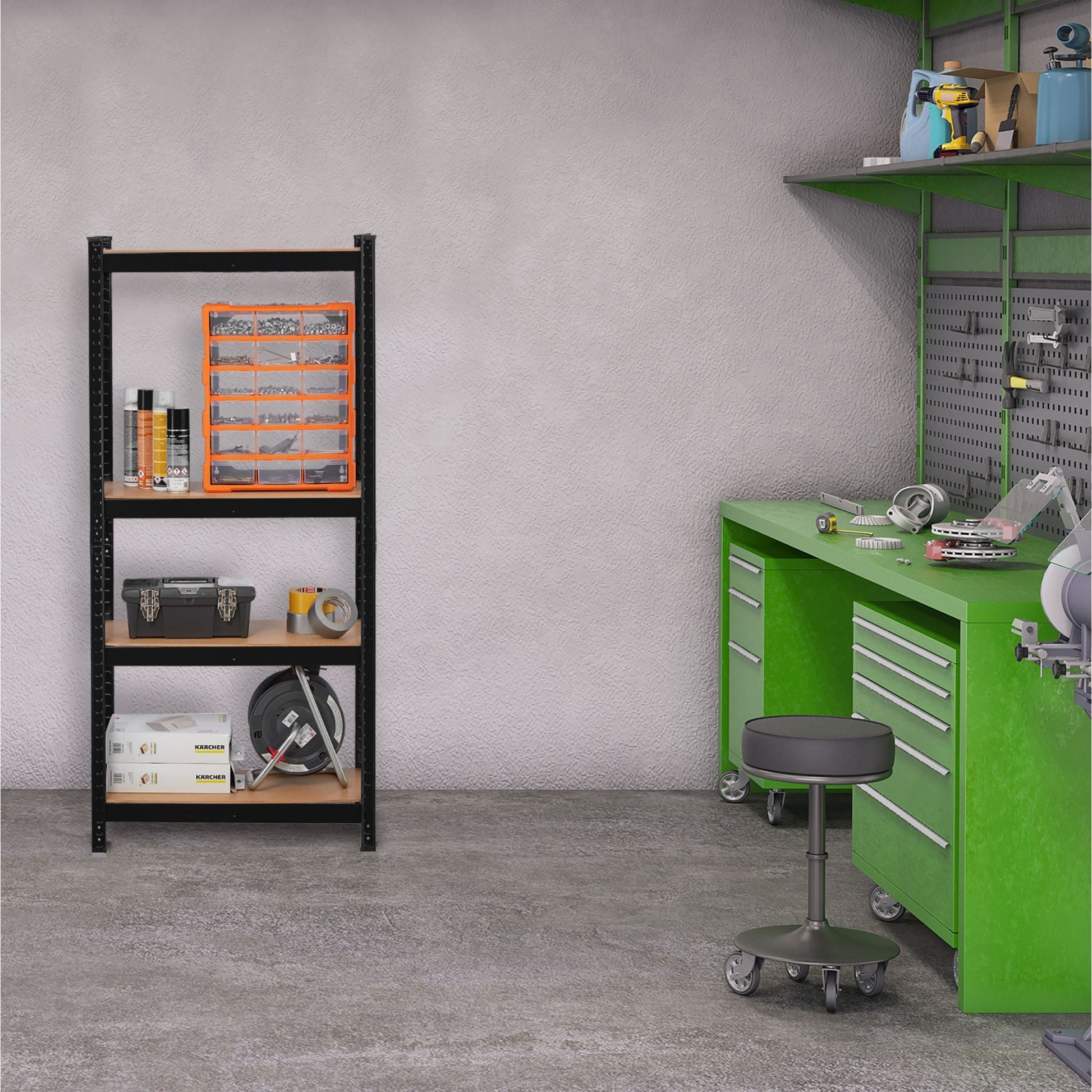 Schwerlastregal 150cm schwarz Hellbraun-Schwarz von Relaxdays
