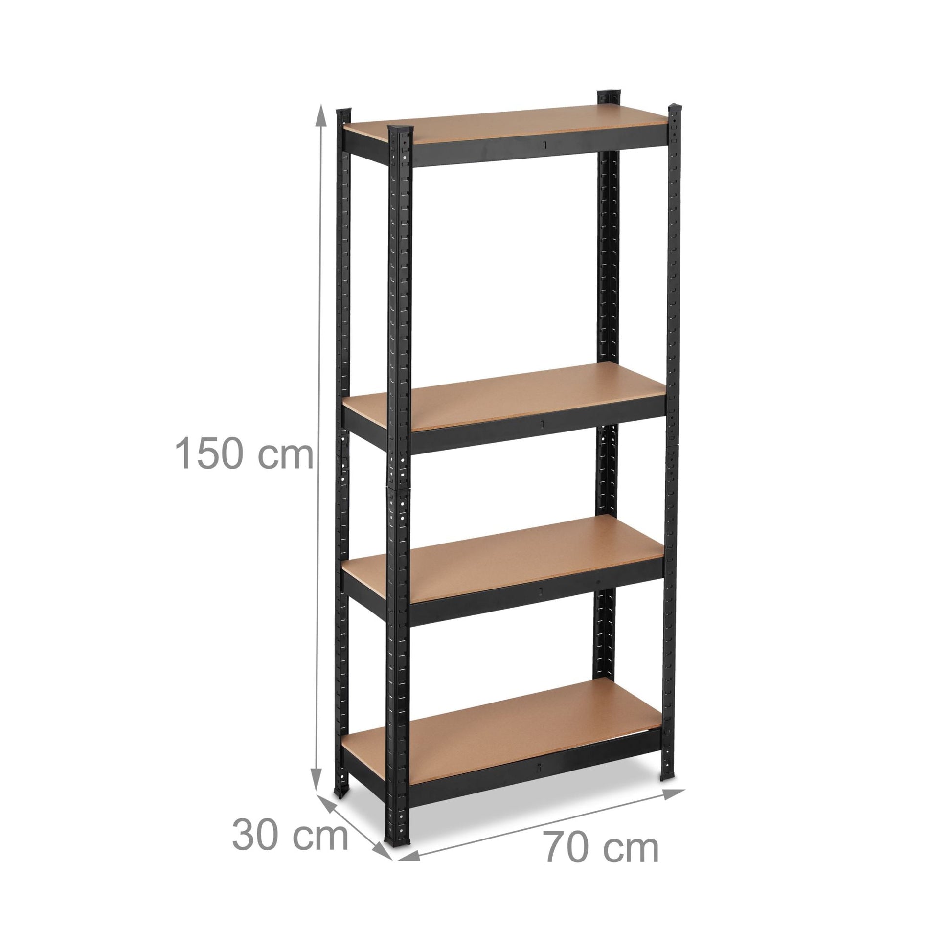 Schwerlastregal 150cm schwarz Hellbraun-Schwarz von Relaxdays
