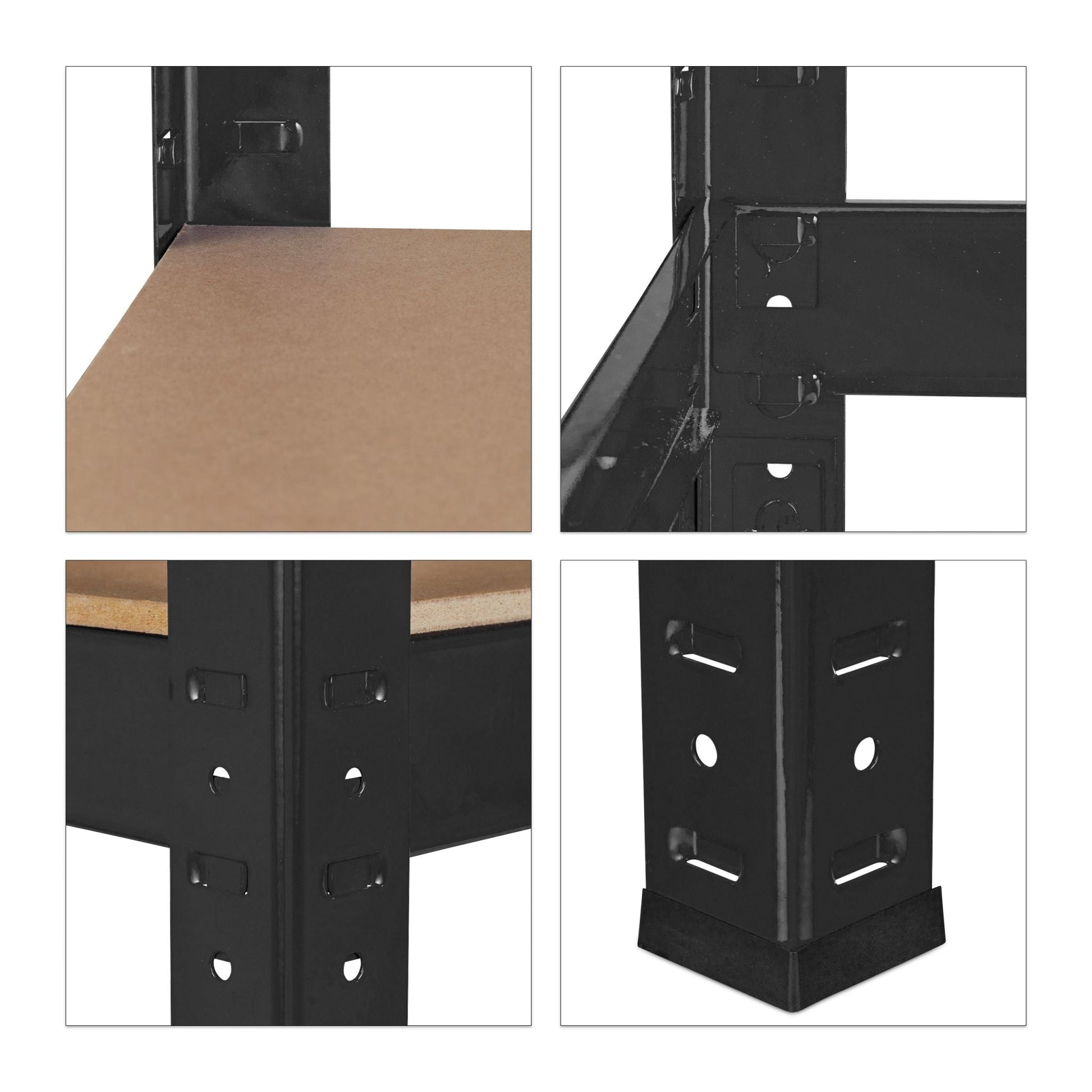 Schwerlastregal 150cm schwarz Hellbraun-Schwarz von Relaxdays