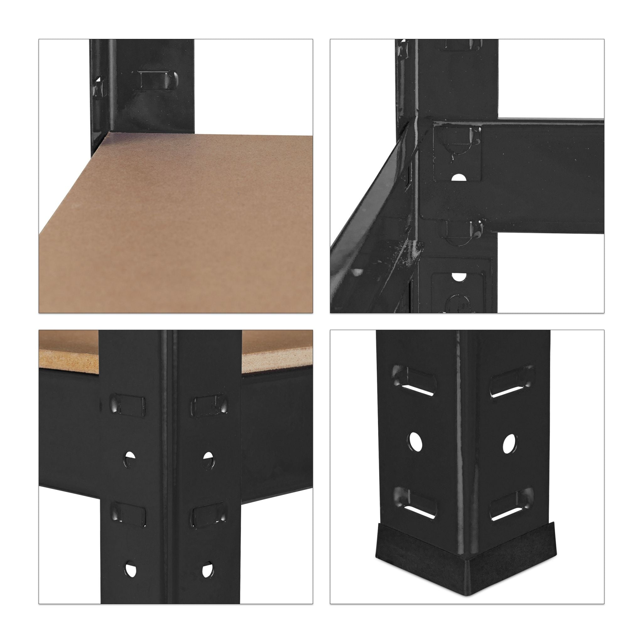 Schwerlastregal 150cm schwarz Hellbraun-Schwarz von Relaxdays