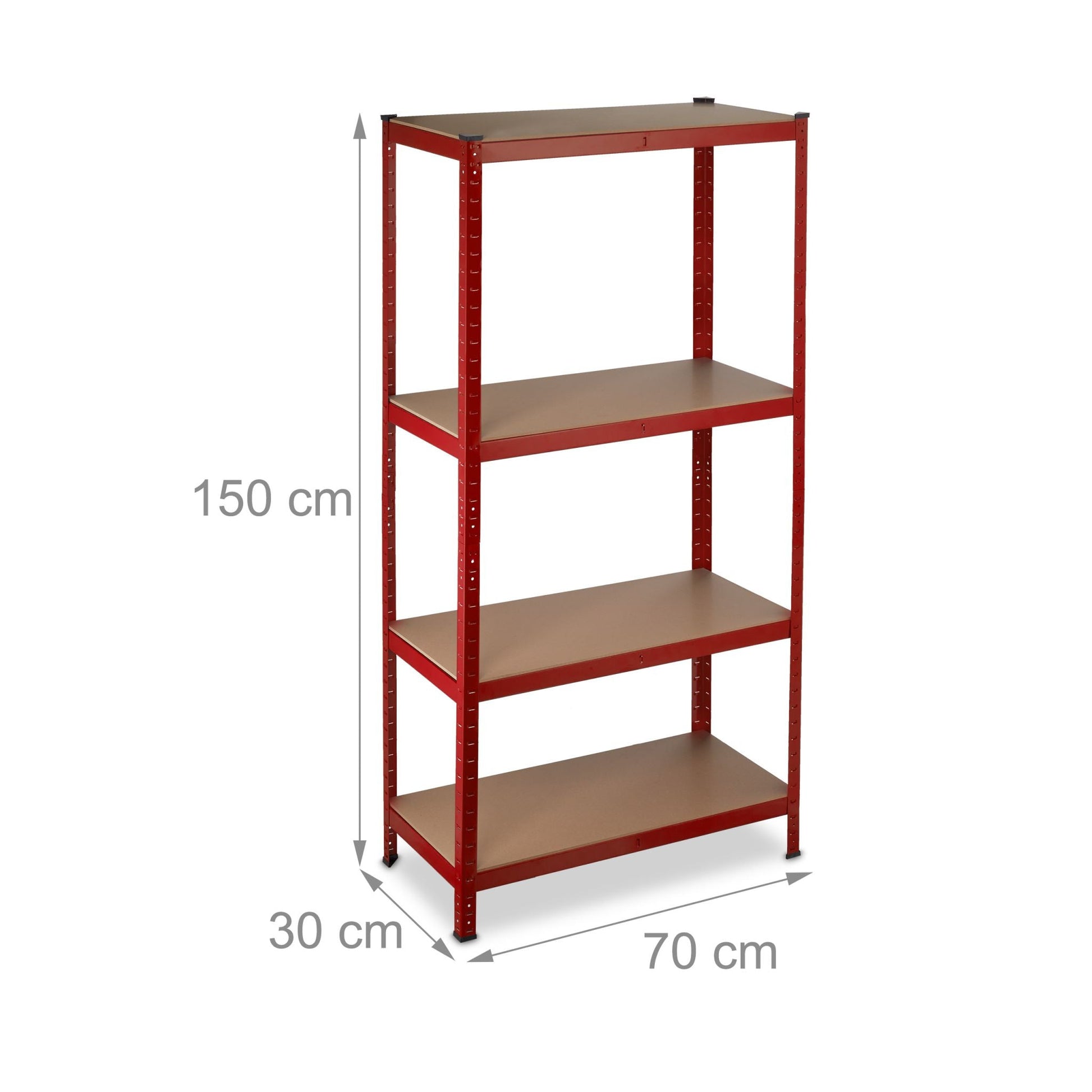 Schwerlastregal 150cm rot Hellbraun-Rot-Schwarz von Relaxdays