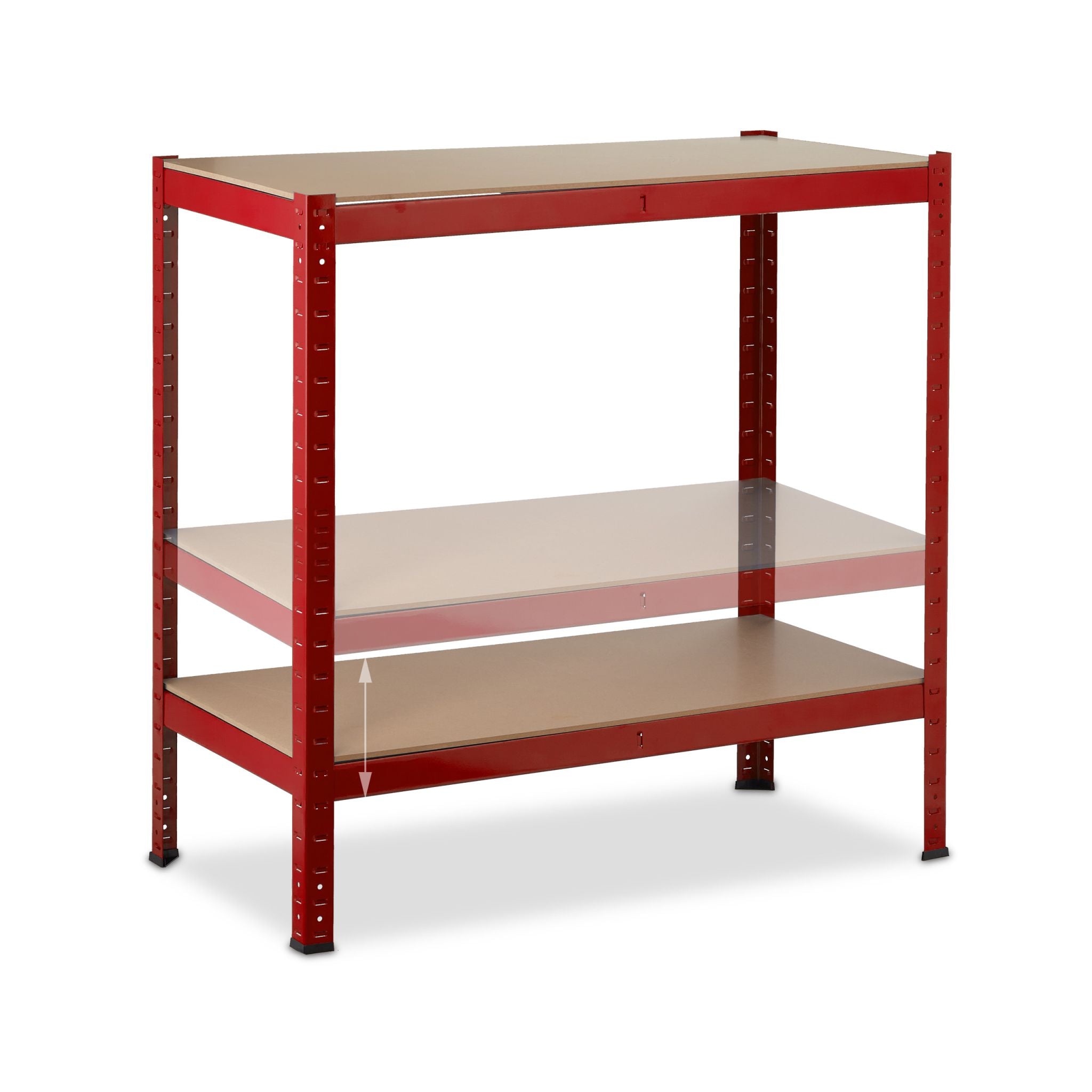 Schwerlastregal 150cm rot Hellbraun-Rot-Schwarz von Relaxdays