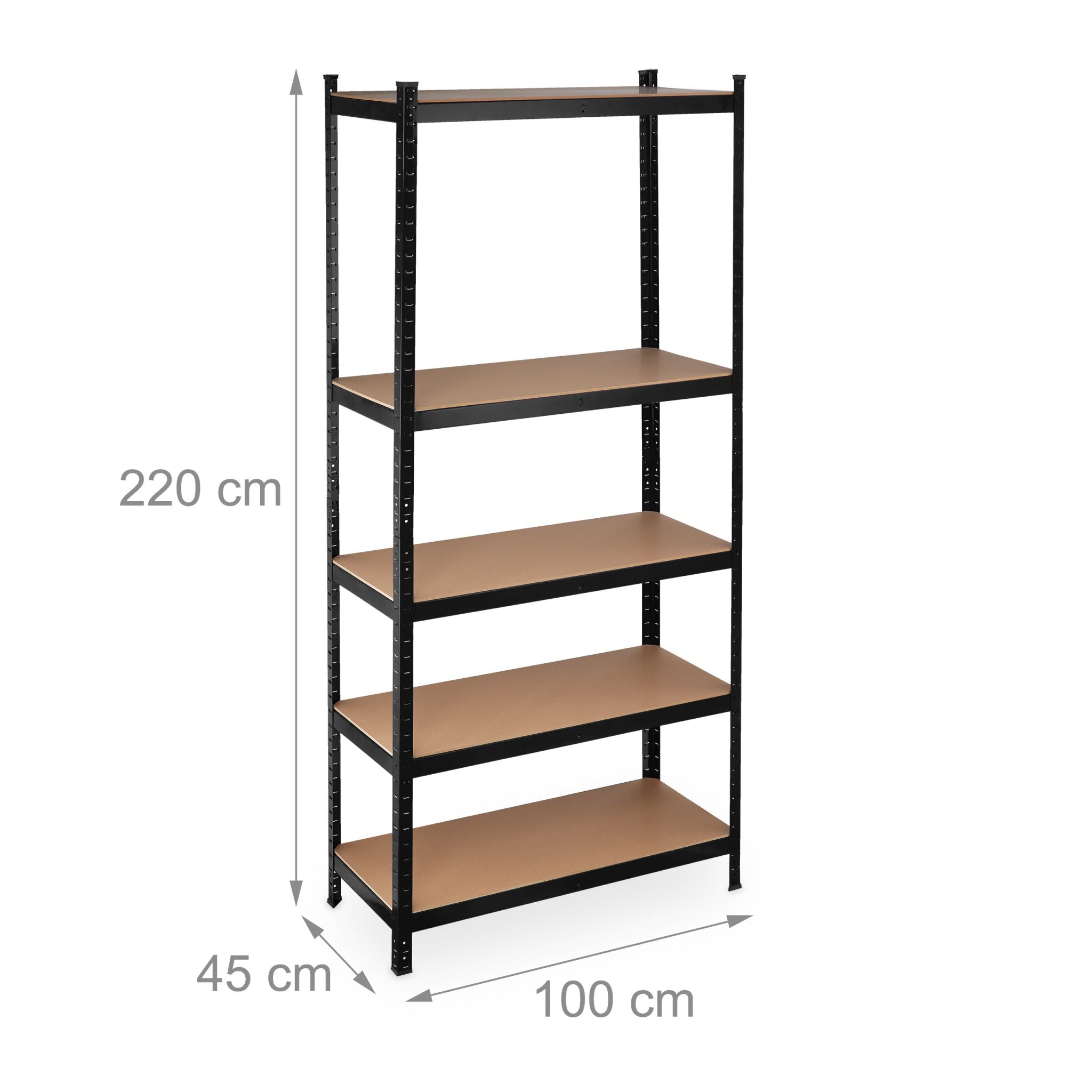 Schwerlastregal 220cm schwarz Hellbraun-Schwarz von Relaxdays