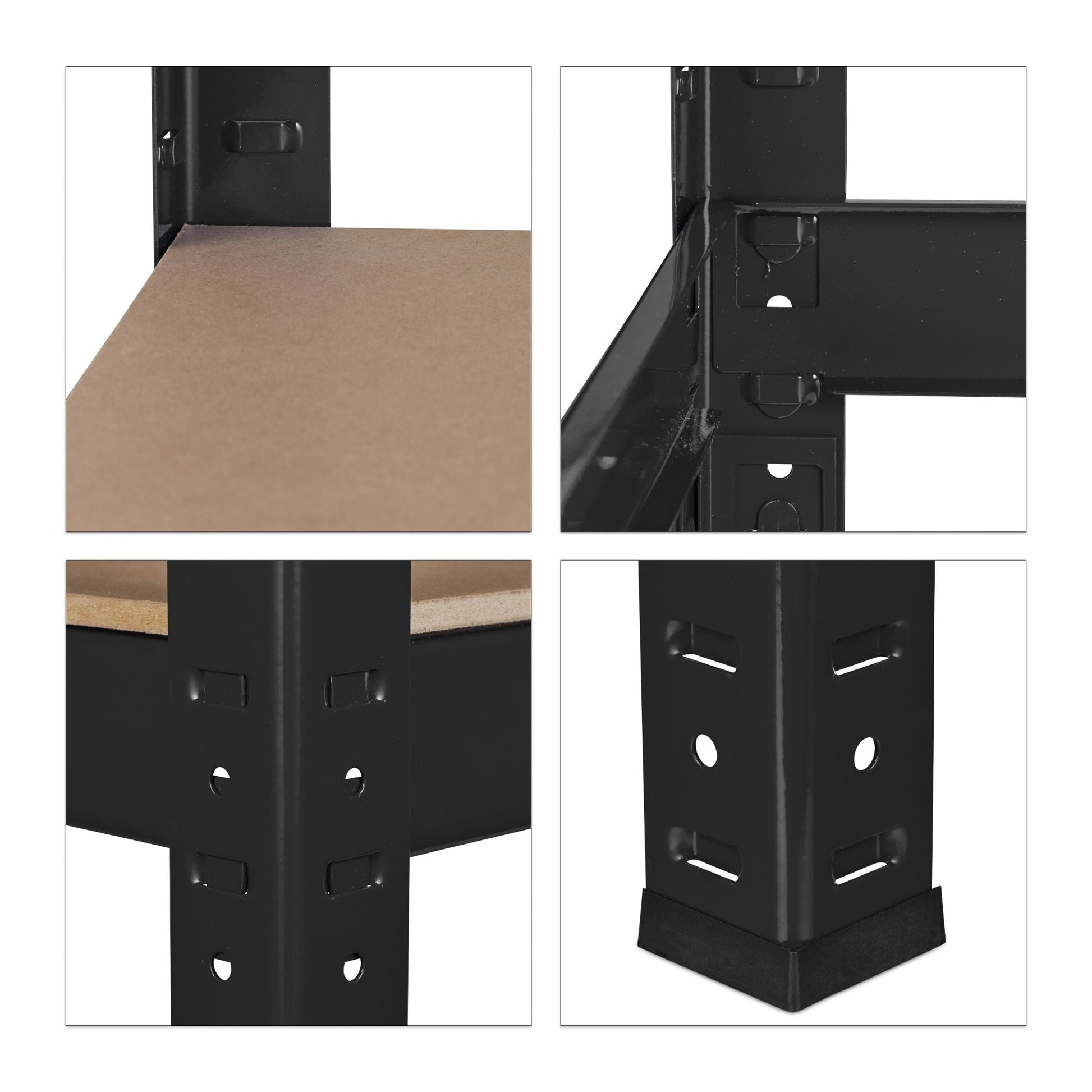 Schwerlastregal 220cm schwarz Hellbraun-Schwarz von Relaxdays