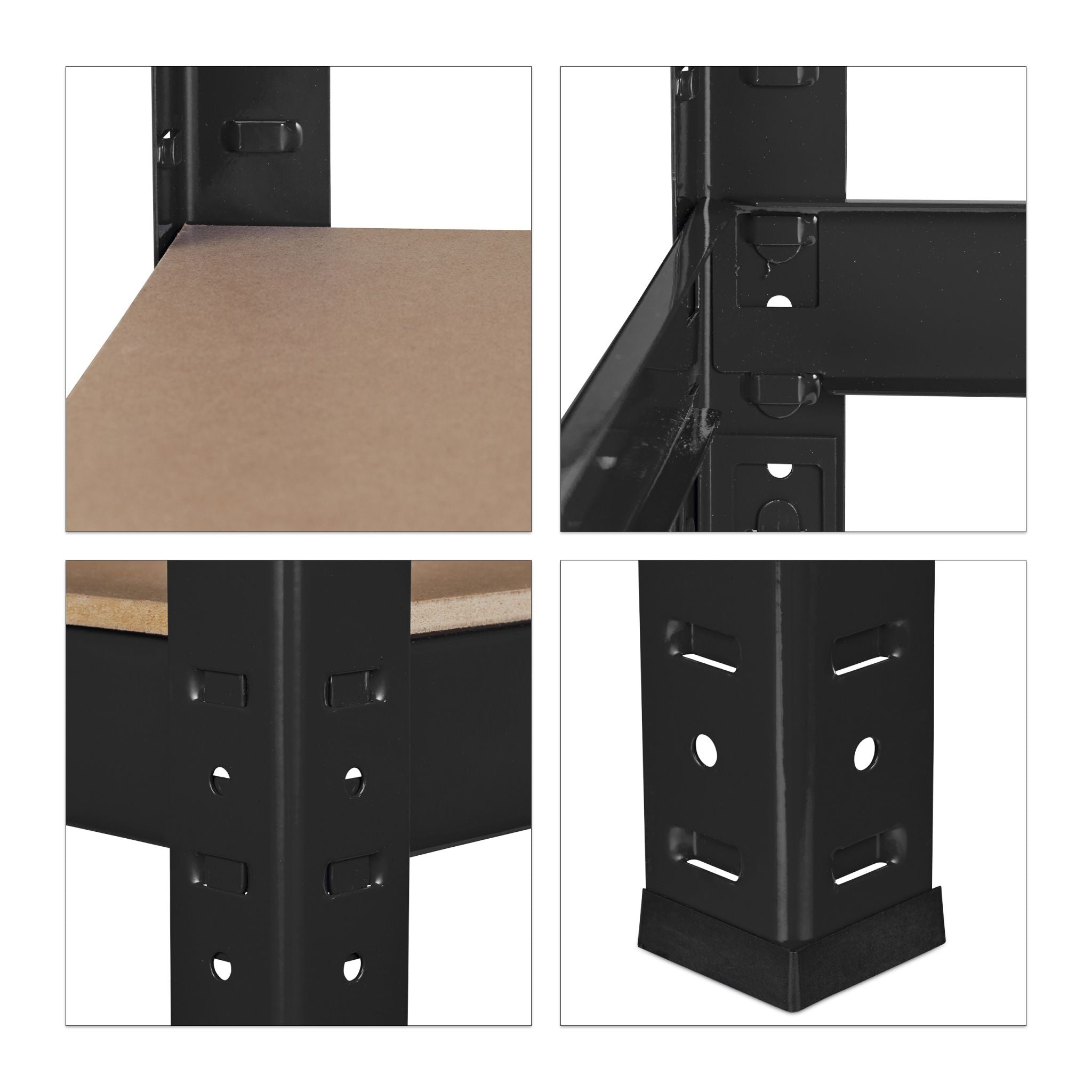 Schwerlastregal 220cm schwarz Hellbraun-Schwarz von Relaxdays