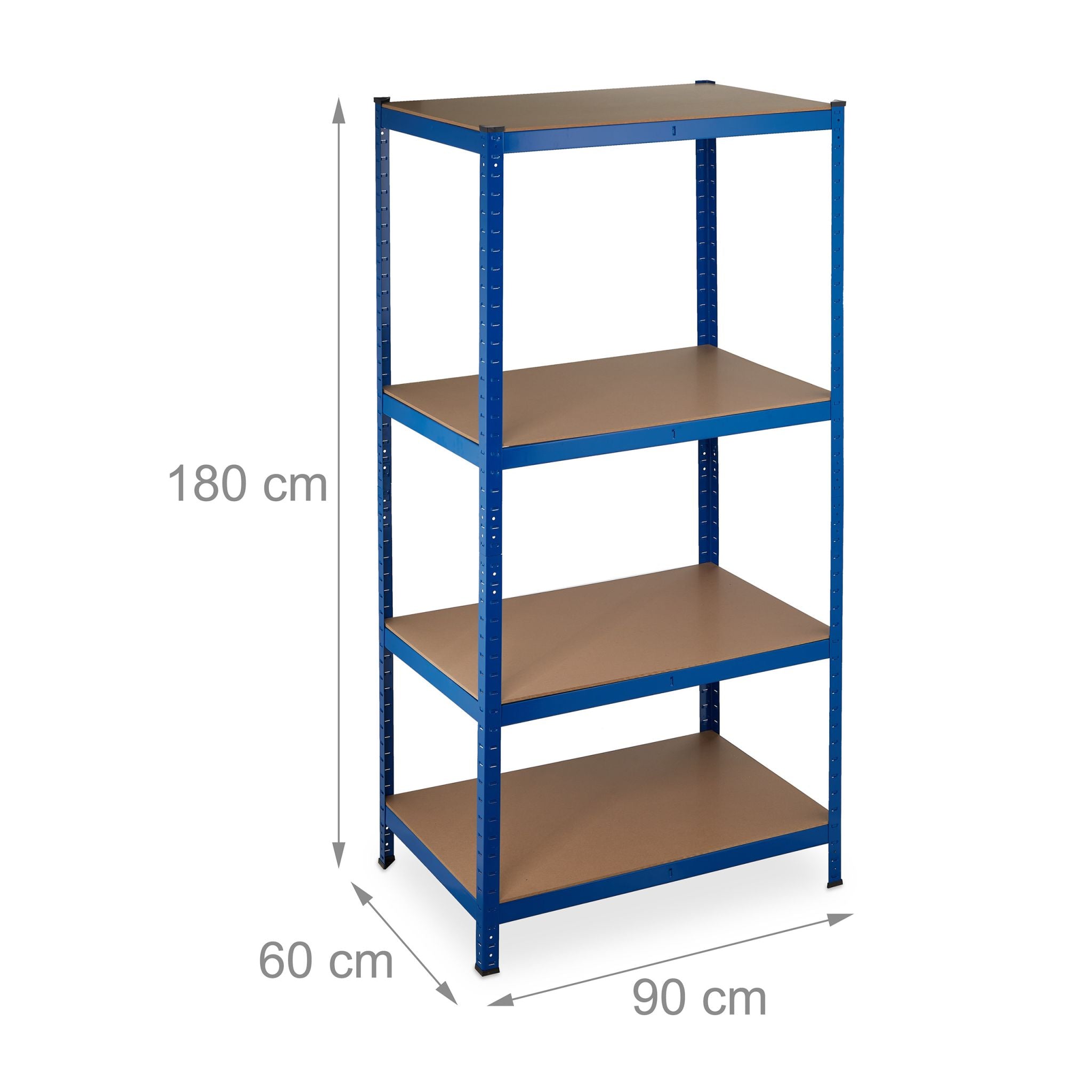 Schwerlastregal 180x90x60 blau Blau-Hellbraun-Schwarz von Relaxdays