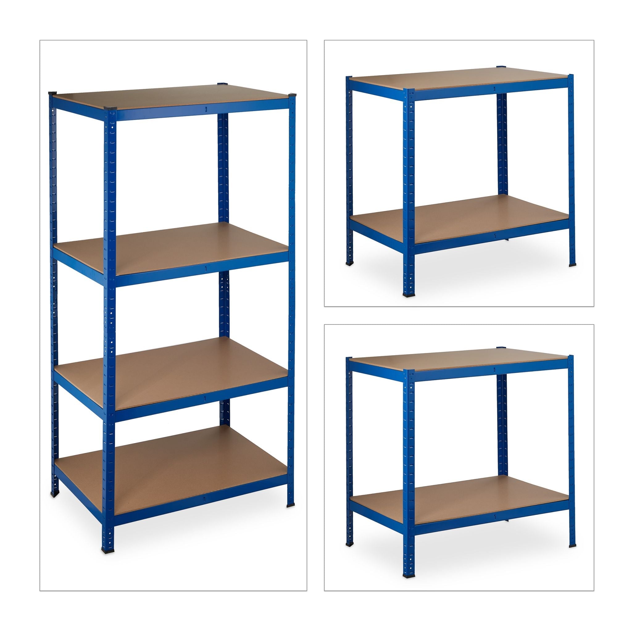 Schwerlastregal 180x90x60 blau Blau-Hellbraun-Schwarz von Relaxdays