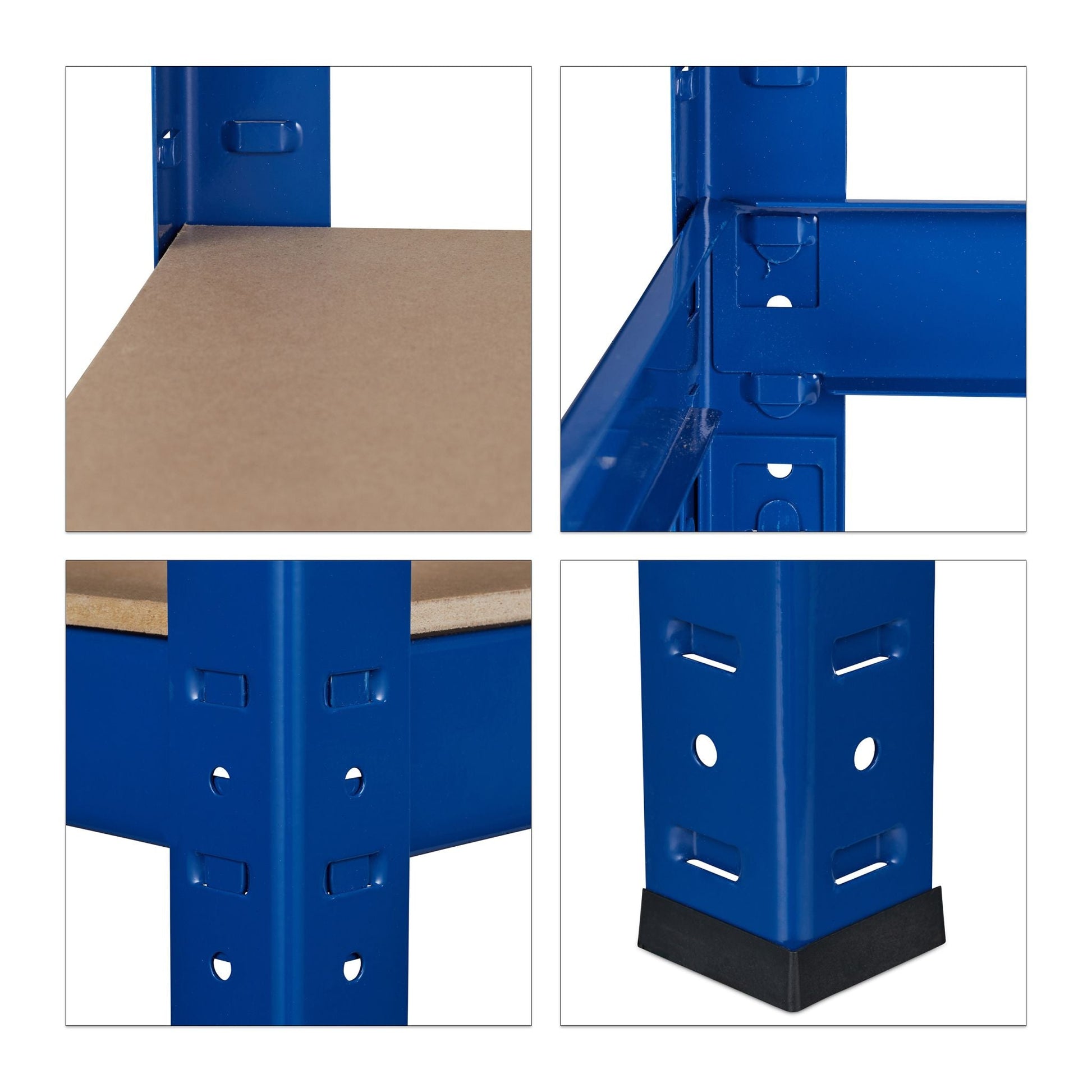 Schwerlastregal 180x90x60 blau Blau-Hellbraun-Schwarz von Relaxdays