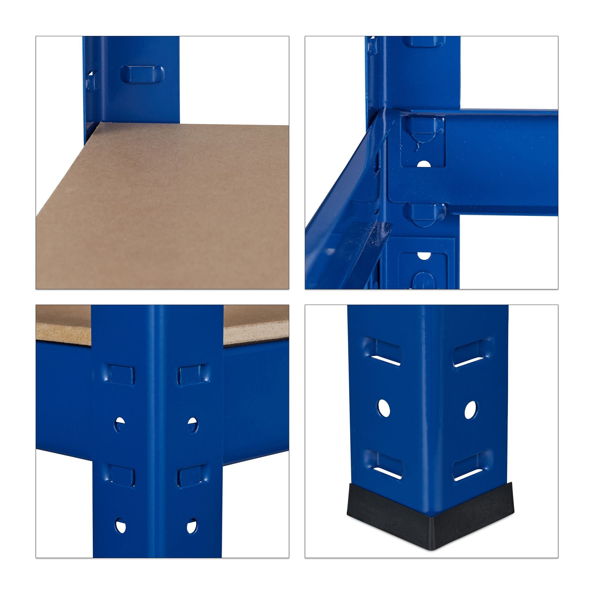Schwerlastregal 180x90x60 blau Blau-Hellbraun-Schwarz von Relaxdays