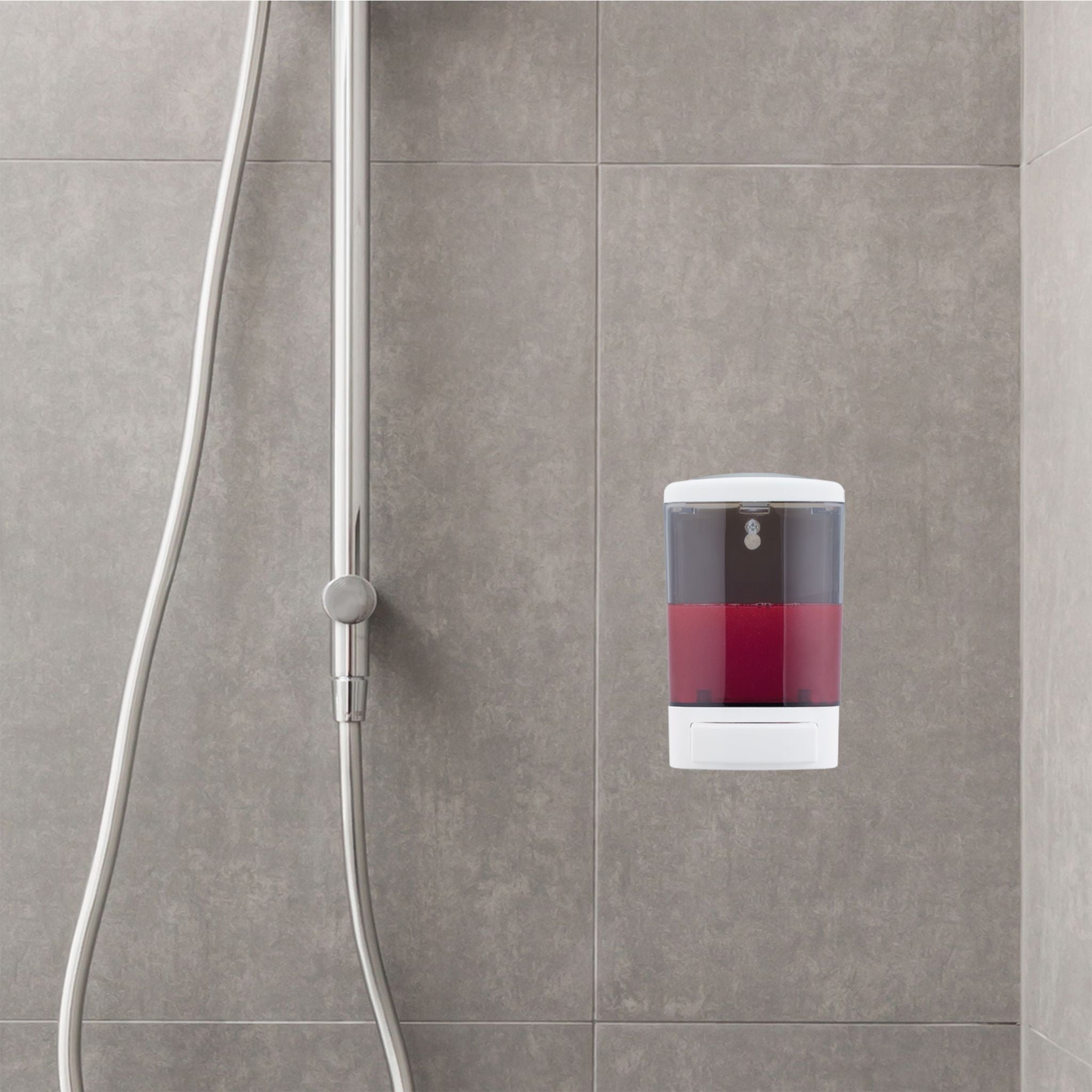 Wandseifenspender 1000 ml Weiss-Grau von Relaxdays
