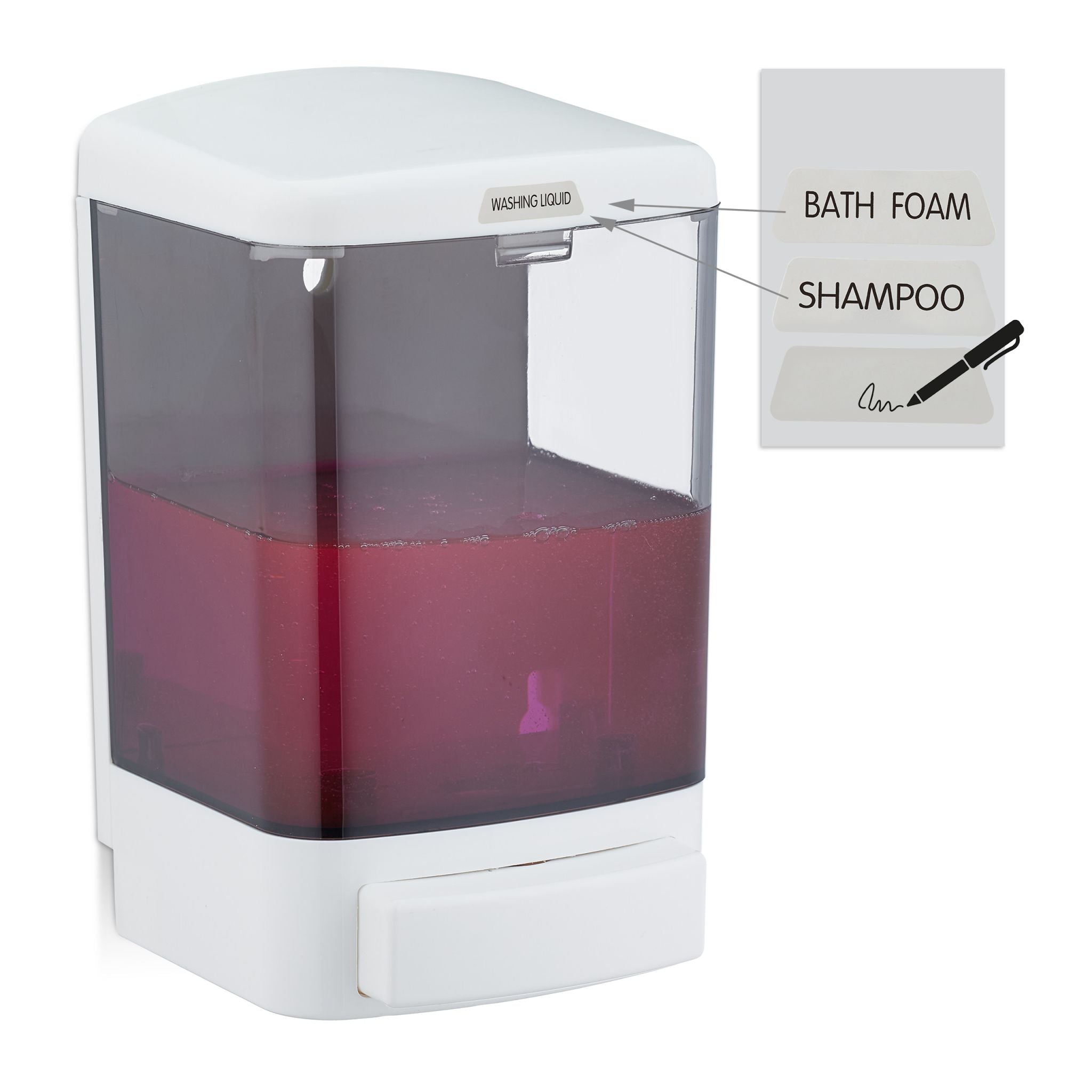 Wandseifenspender 1000 ml Weiss-Grau von Relaxdays