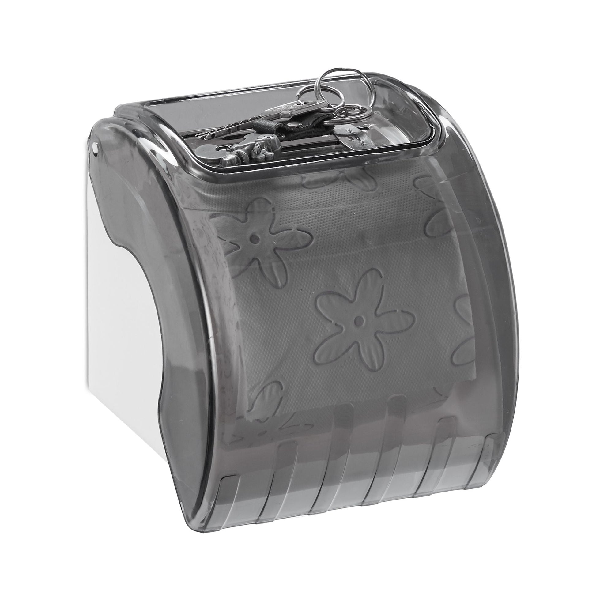 Toilettenpapierhalter mit Ablage Weiss-Grau von Relaxdays
