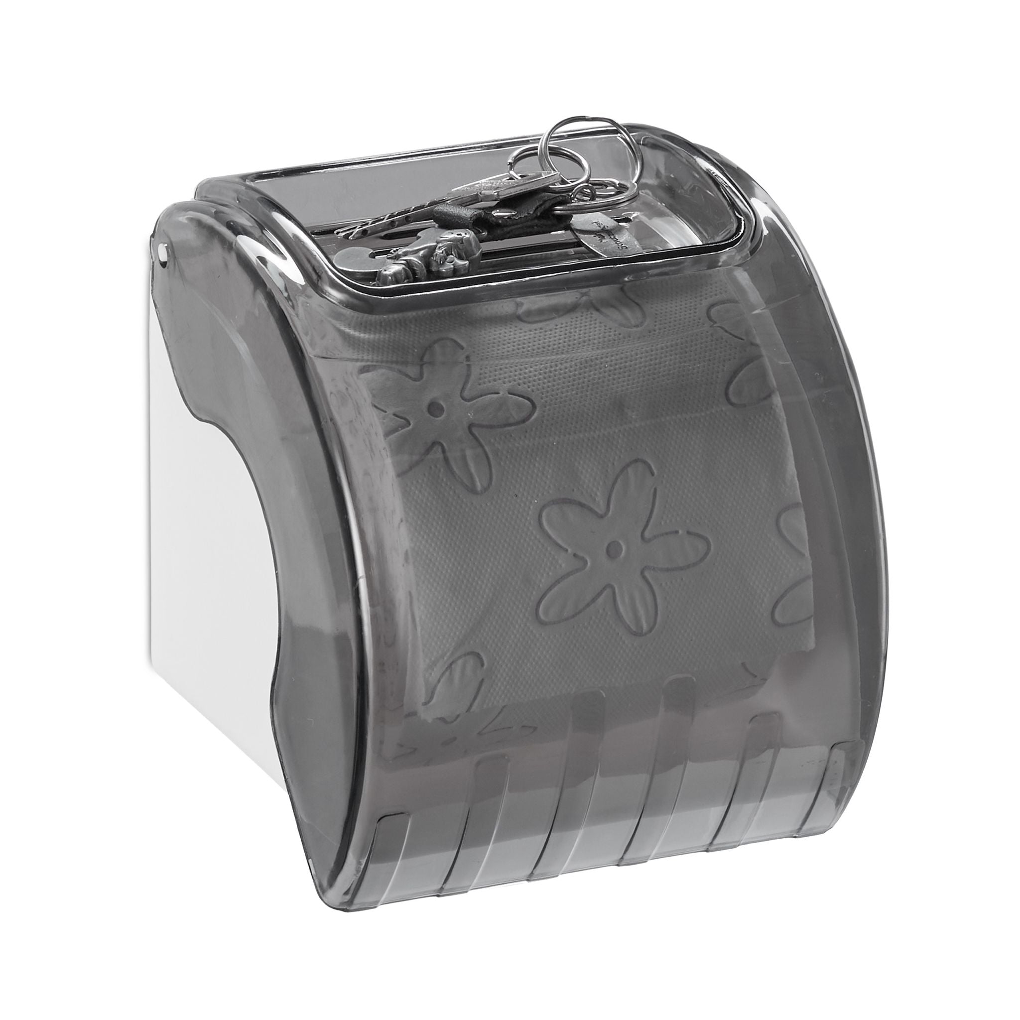 Toilettenpapierhalter mit Ablage Weiss-Grau von Relaxdays