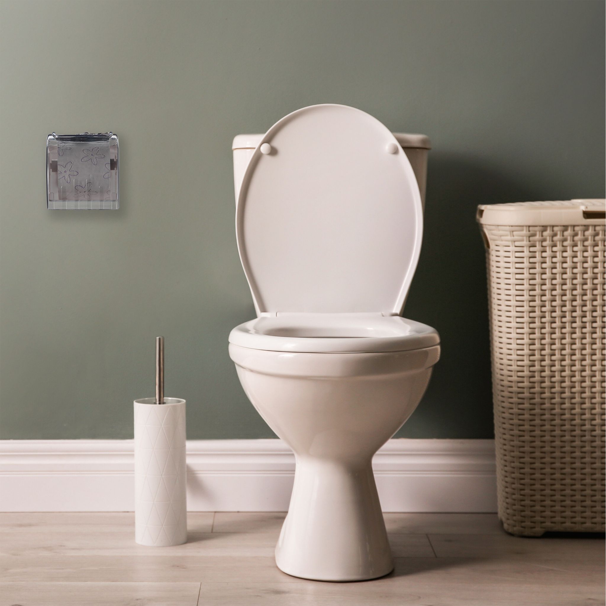 Toilettenpapierhalter mit Ablage Weiss-Grau von Relaxdays