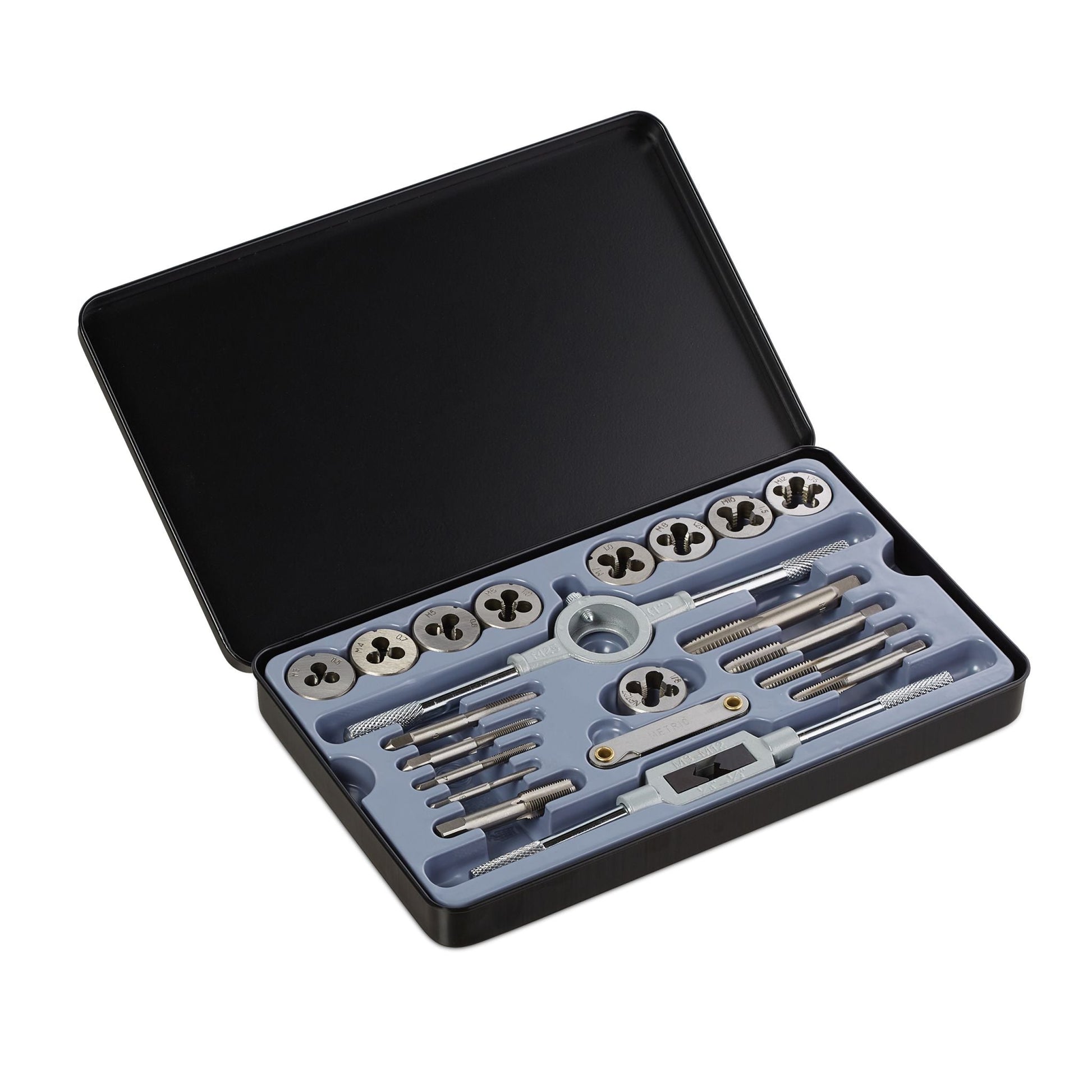 Gewindeschneider-Set 22-teilig Schwarz-Silber-Grau von Relaxdays