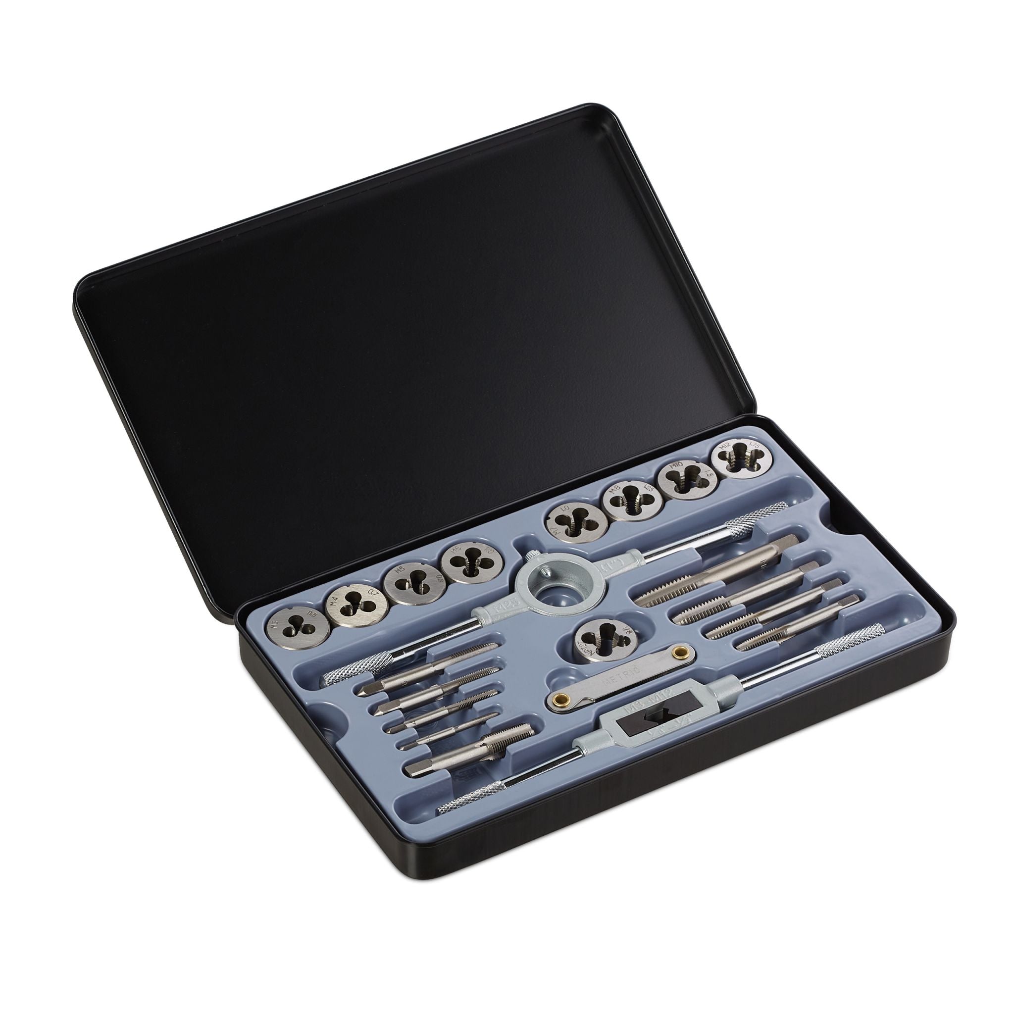 Gewindeschneider-Set 22-teilig Schwarz-Silber-Grau von Relaxdays