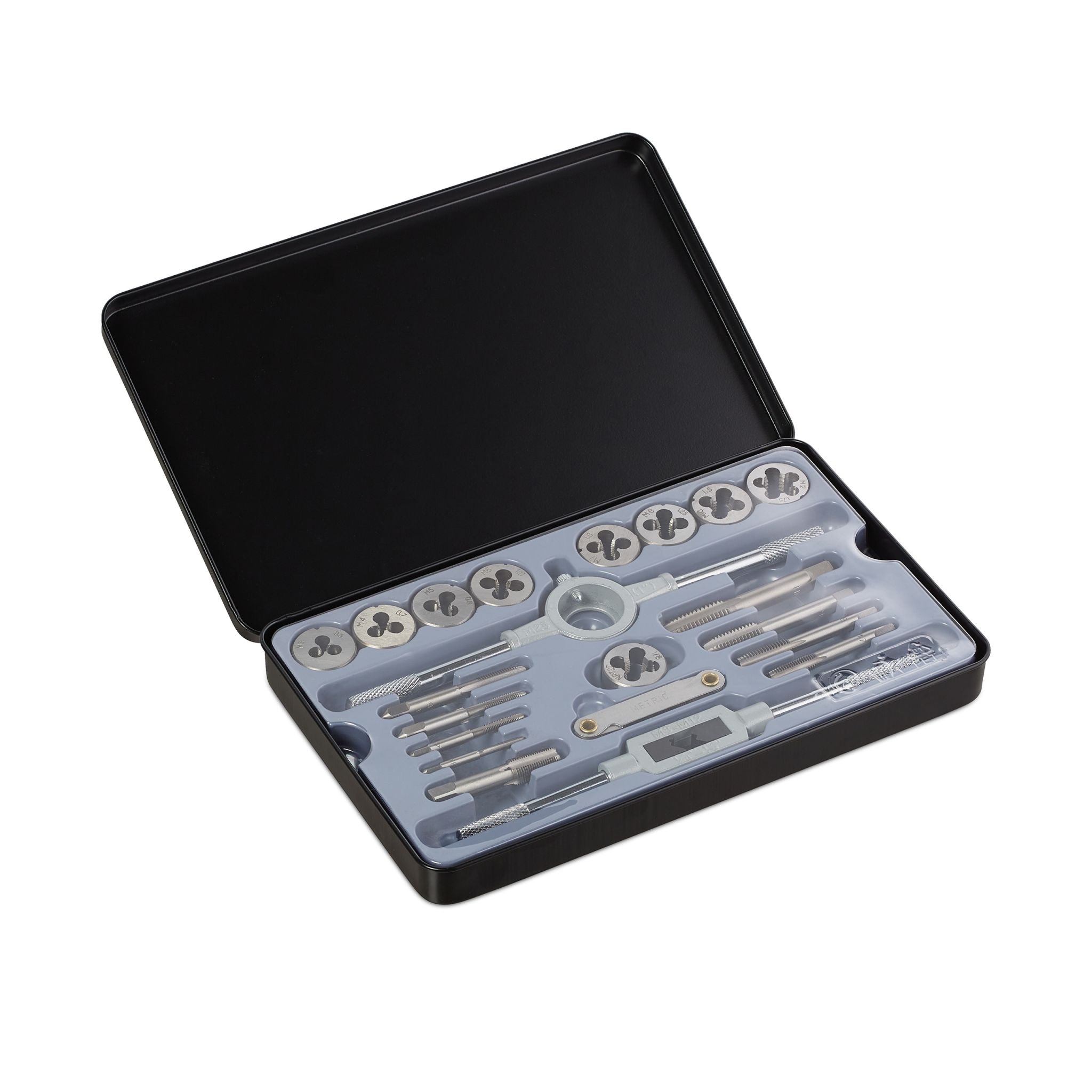 Gewindeschneider-Set 22-teilig Schwarz-Silber-Grau von Relaxdays