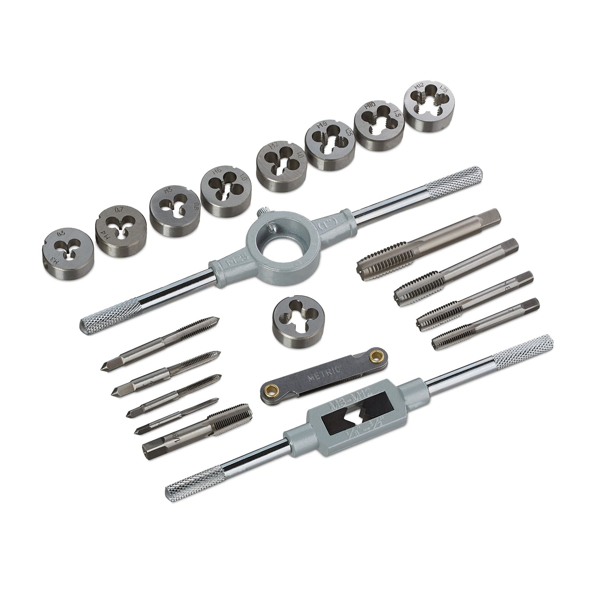 Gewindeschneider-Set 22-teilig Schwarz-Silber-Grau von Relaxdays